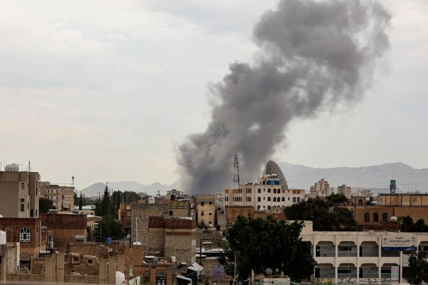 Smoke billows following an Israeli airstrike in Sanaa, Yemen, September 10, 2025. (Reuters)