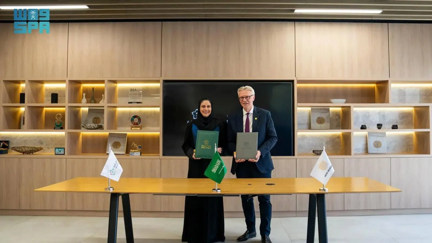 The MoU was signed by CEO of New Murabba Michael Dyke and Assistant Minister for Sport Affairs at the Ministry of Sport Adwaa bint Abdulrahman Al-Arifi. (SPA)