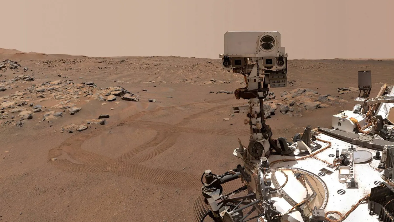 NASA’s Perseverance Mars rover is seen in a "selfie" that it took over a rock nicknamed "Rochette", September 10, 2021. (NASA/JPL-CALTECH/MSSS/Handout via Reuters)