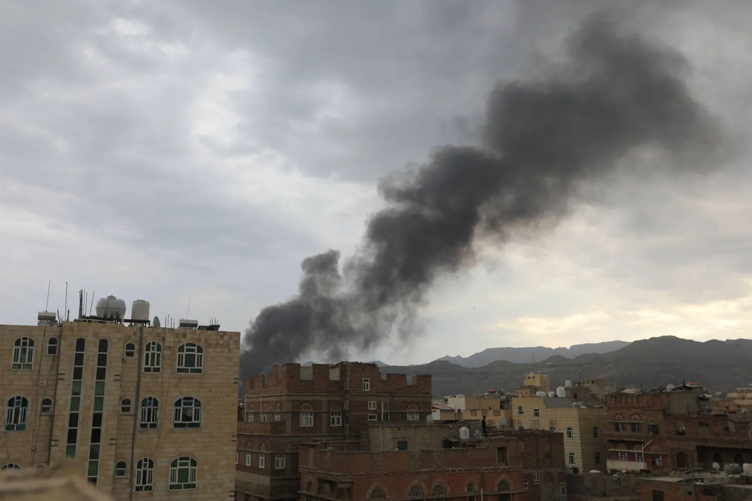 Smoke billows after Israeli strikes on Sanaa on September 10, 2025.(Photo by Mohammed HUWAIS / AFP)