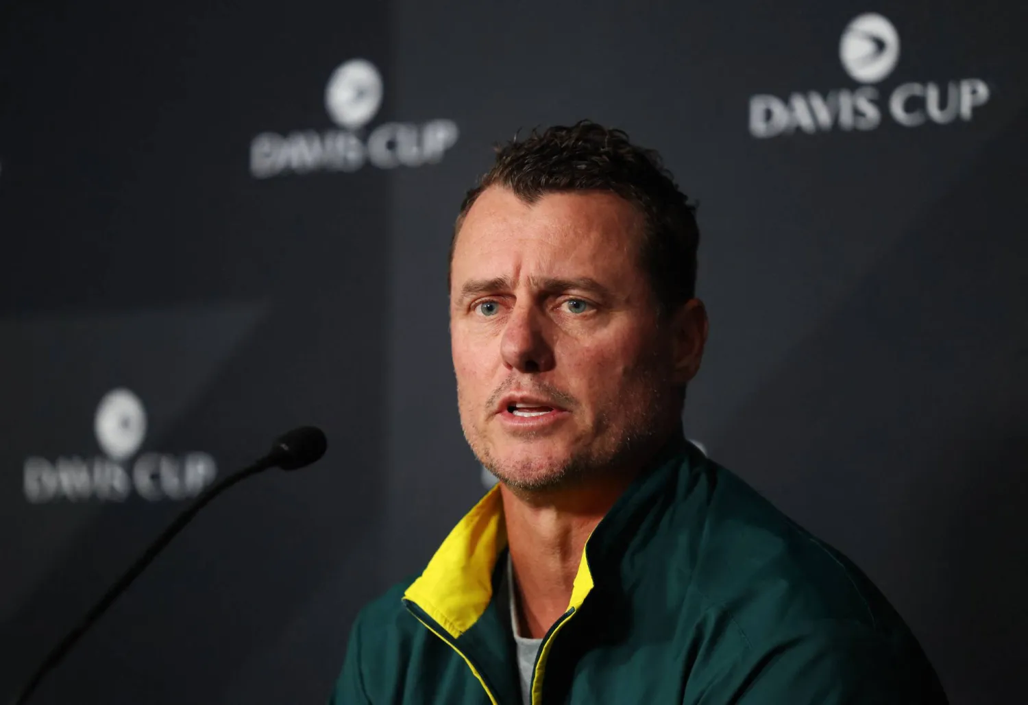 Tennis - Davis Cup - Qualifiers - Second Round - Australia Press Conference - Ken Rosewall Arena, Sydney, Australia - September 11, 2025 Australia's captain Lleyton Hewitt during the press conference REUTERS/Hollie Adams