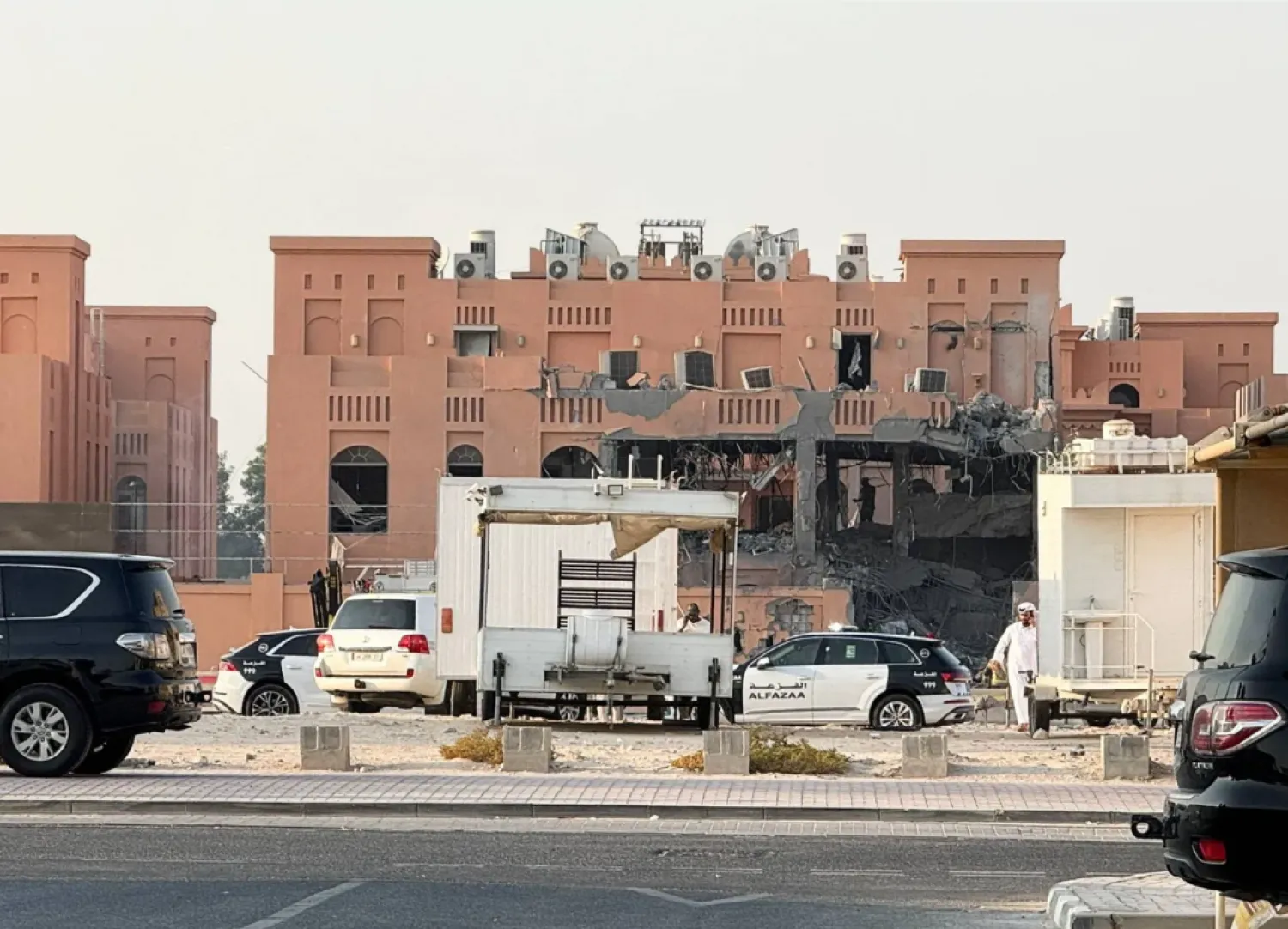 المبنى الذي استهدفته الغارات الإسرائيلية في العاصمة القطرية الدوحة (رويترز)