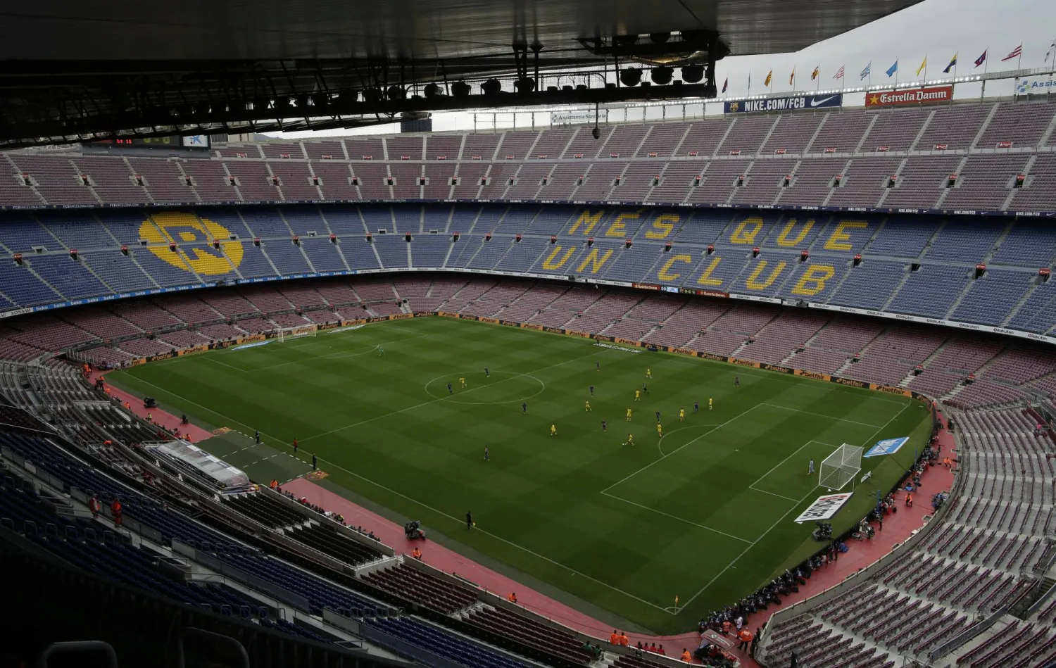 FILE - In this Oct.1, 2017 file photo, Spanish La Liga soccer match between Barcelona and Las Palmas is played at the Camp Nou stadium in Barcelona, Spain. (AP Photo/Manu Fernandez, File)