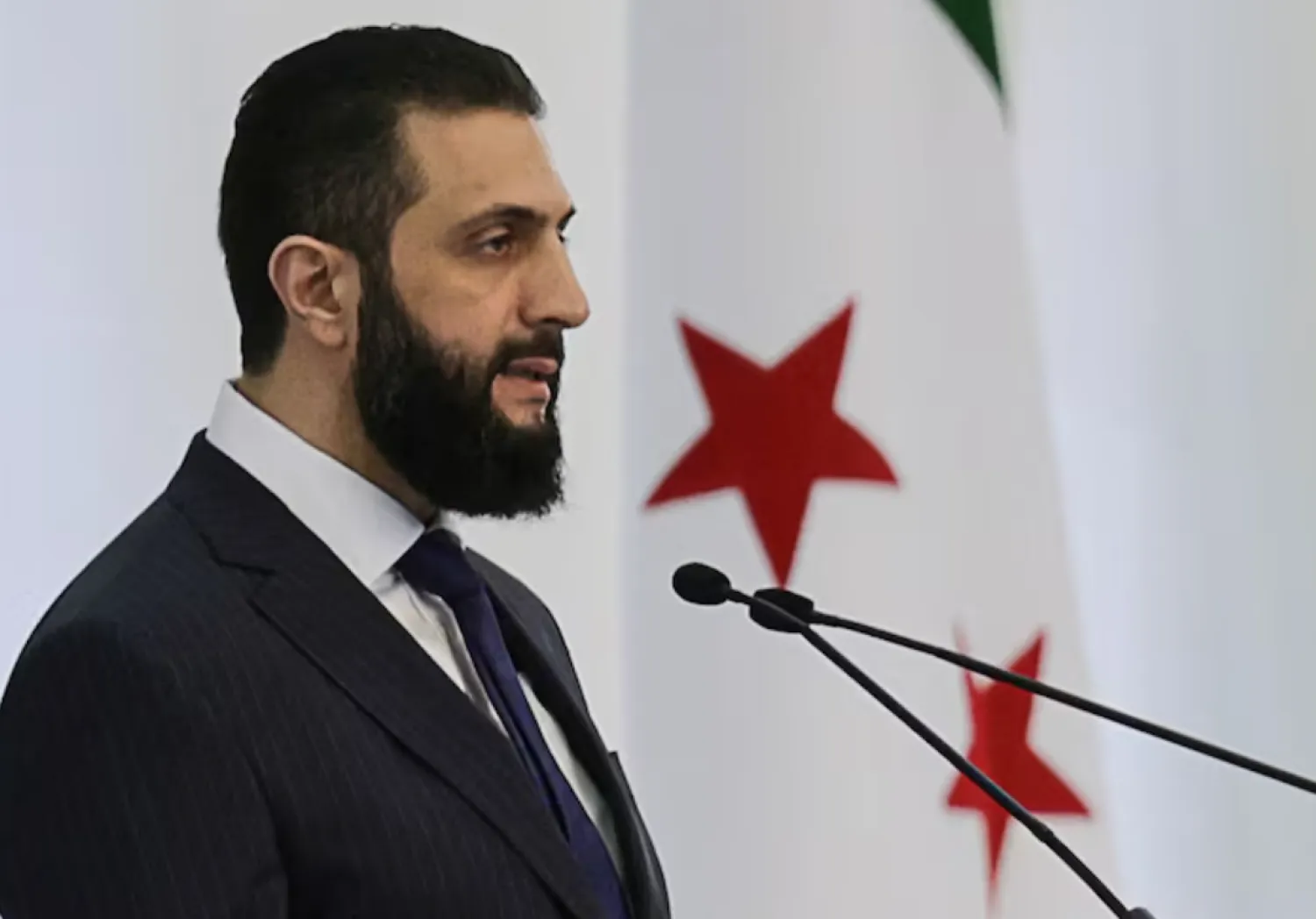 Syria's interim President Ahmed al-Sharaa speaks during a Ministerial formation of the government of the Syrian Arab Republic, in Damascus, Syria, March 29, 2025. REUTERS/Khalil Ashawi/File Photo