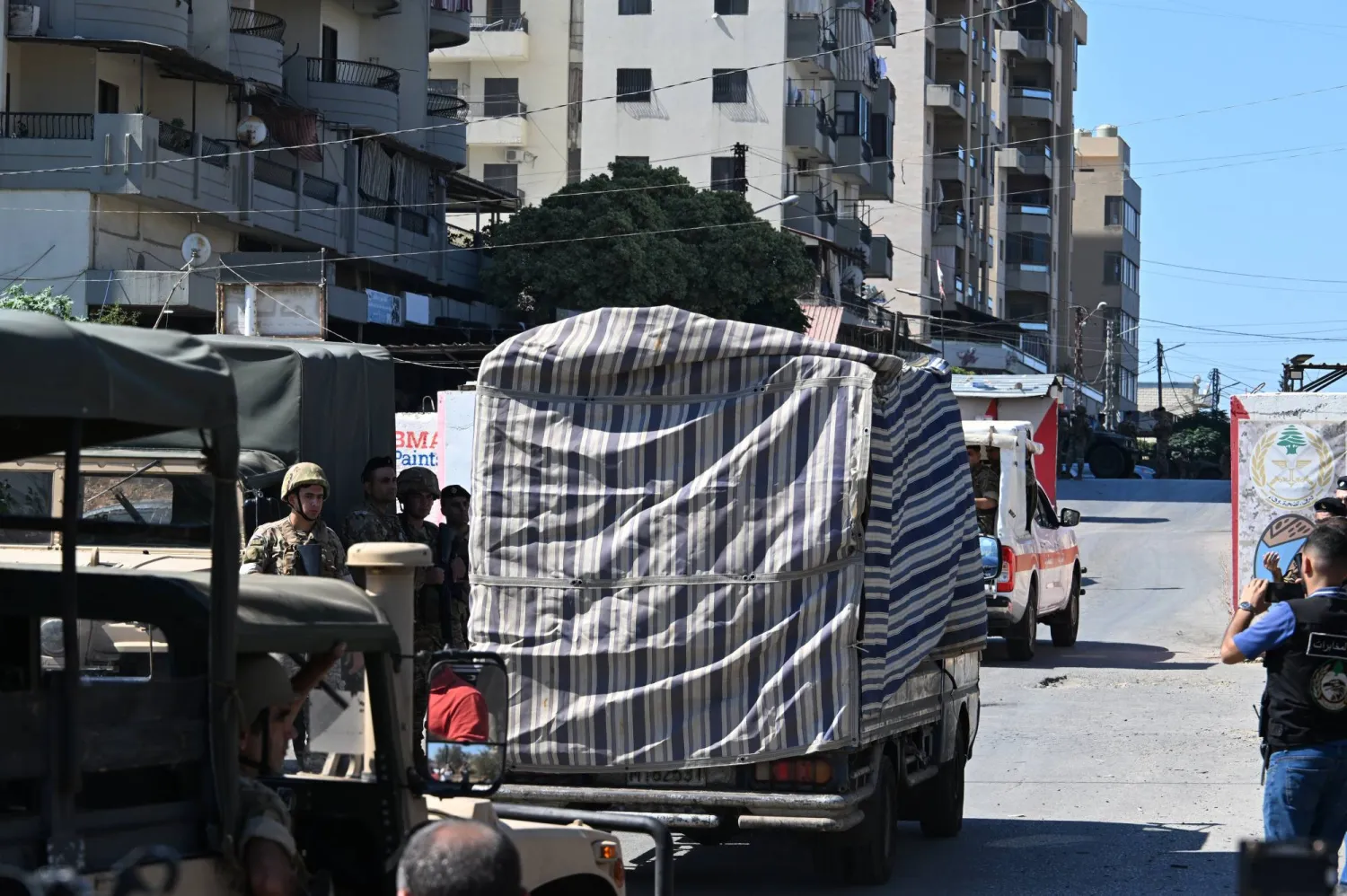 A pickup truck carrying weapons at Beddawi Palestinian refugee camp, northern Lebanon, 13 September 2025. EPA/WAEL HAMZEH