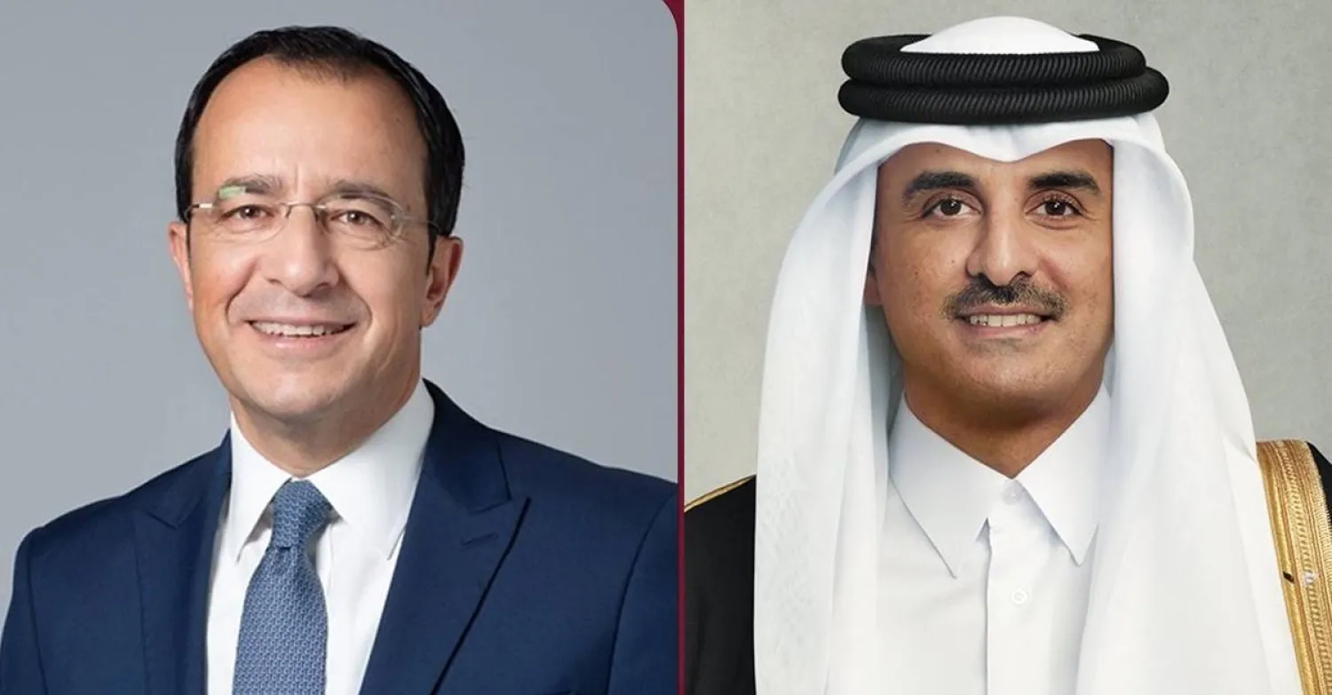 الشيخ تميم بن حمد أمير قطر والرئيس القبرصي نيكوس خريستودوليدس (قنا)
