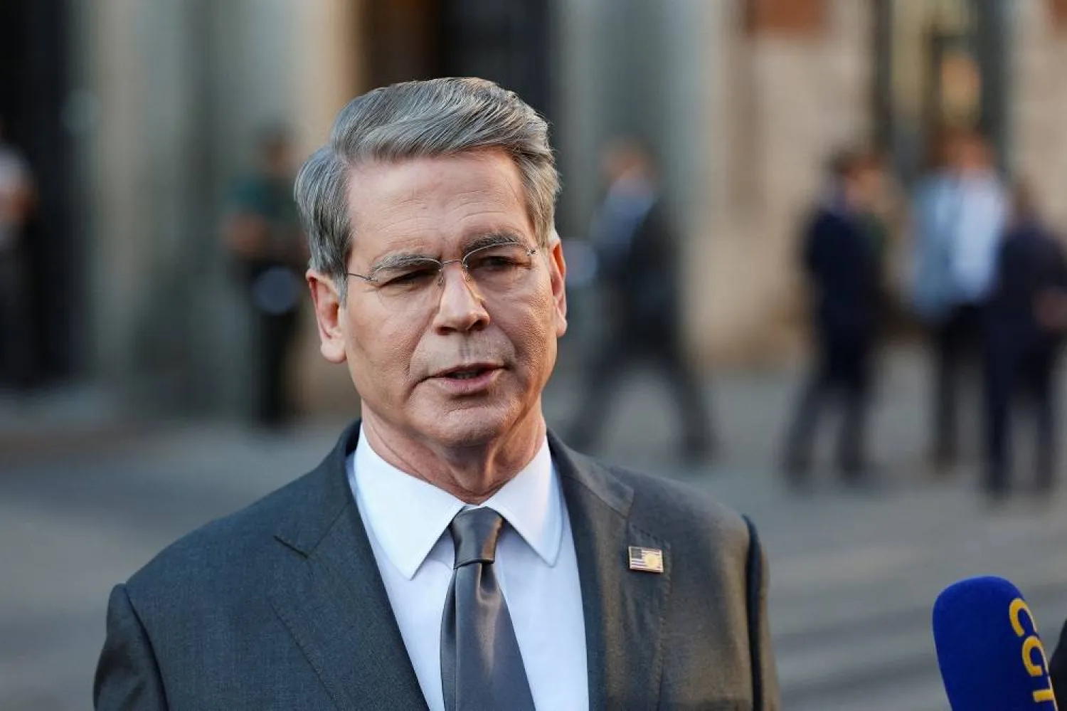 US Treasury Secretary Scott Bessent speaks to the press, on the day of US-China talks on trade, economic and national security issues, in Madrid, Spain, September 15, 2025. (Reuters)