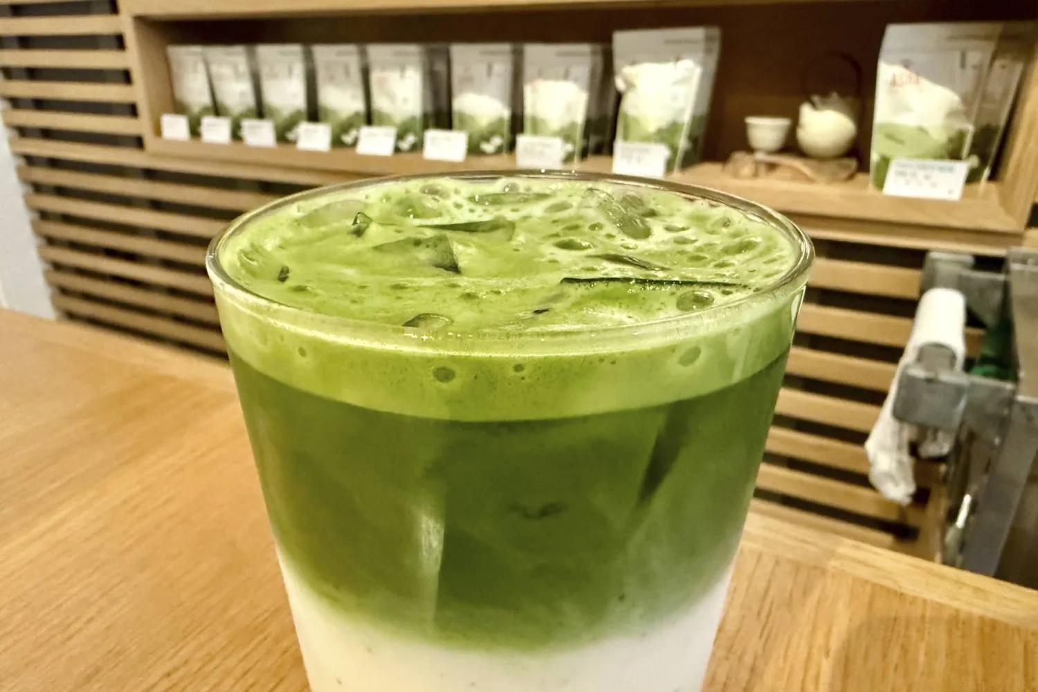 An iced matcha latte is served at Asha Tea House on Friday, Sept. 5, 2025, in San Francisco. (AP)