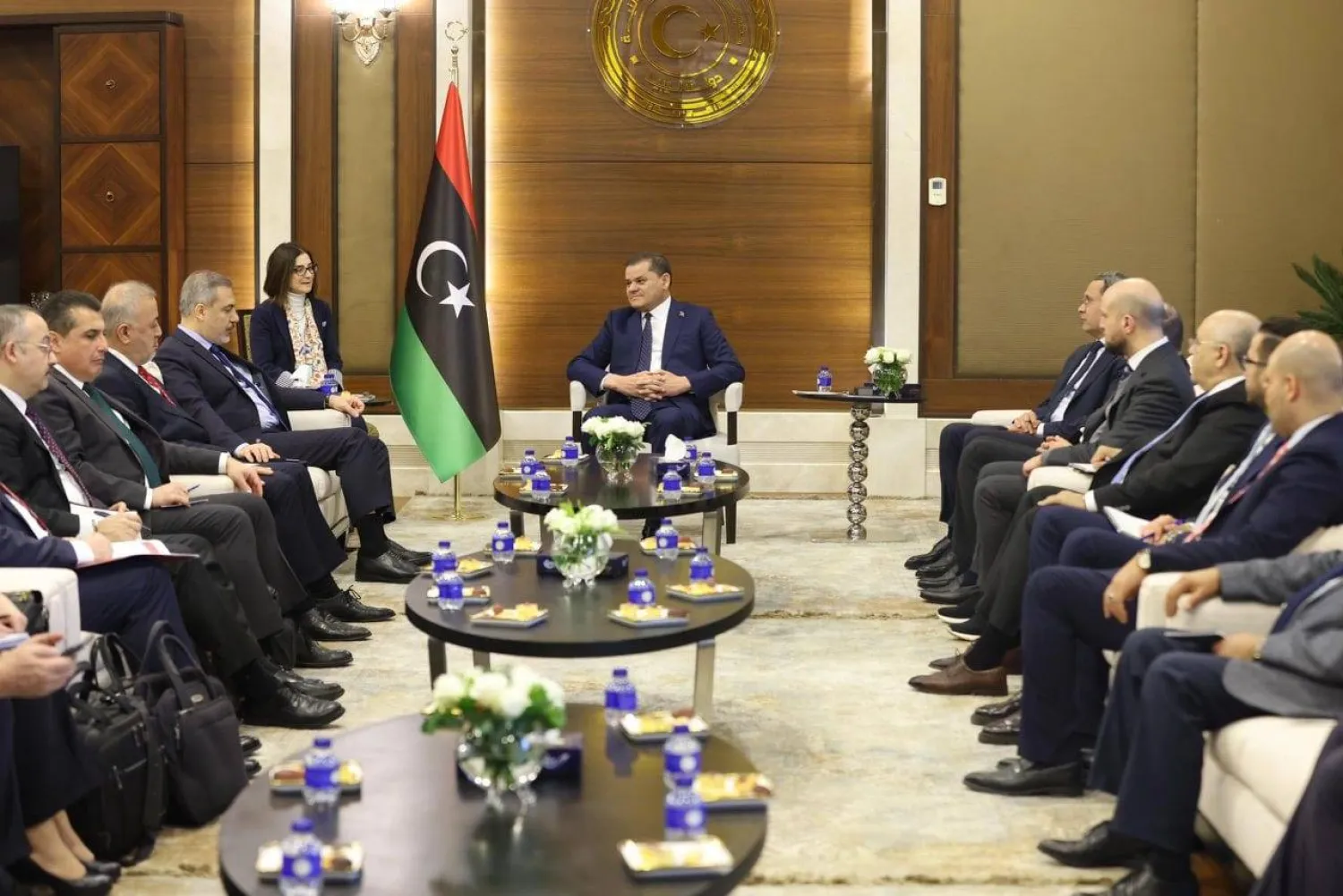 الدبيبة مع وفد تركي في فبراير عام 2024 (الوحدة)