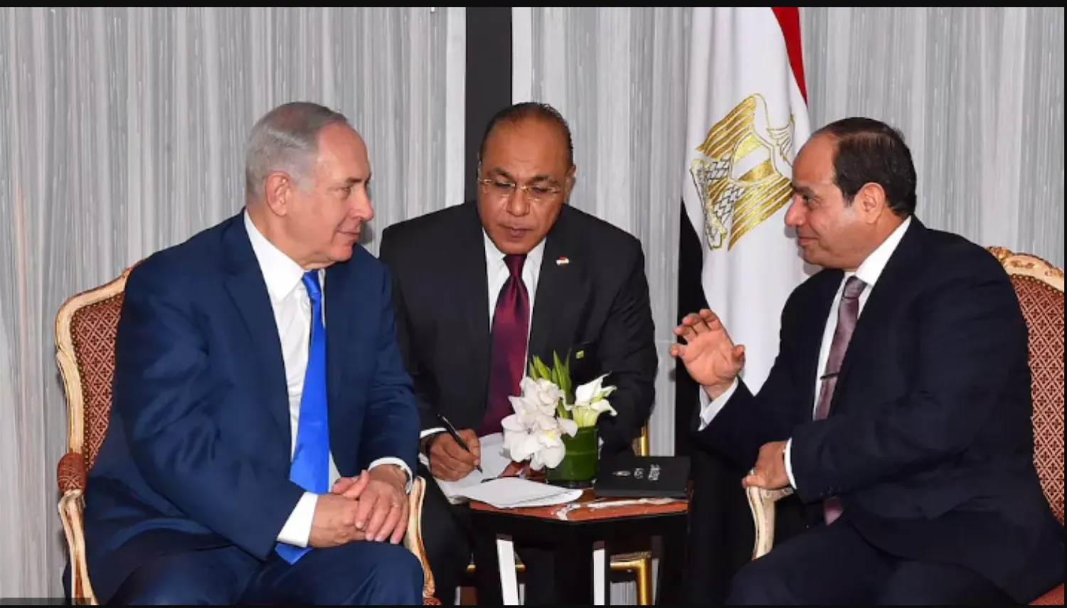 السيسي خلال لقاء نتنياهو على هامش اجتماع الجمعية العامة للأمم المتحدة 2017 (رويترز)
