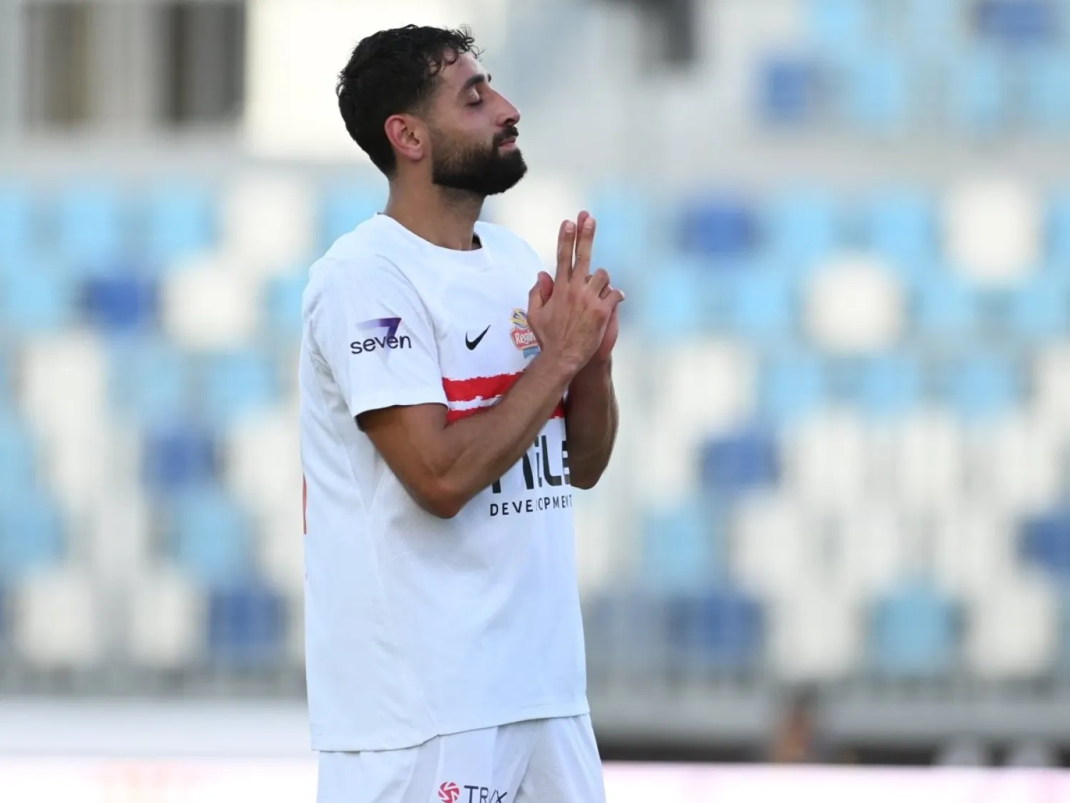 الدباغ لاعب الزمالك محتفلاً بهدفه (نادي الزمالك)