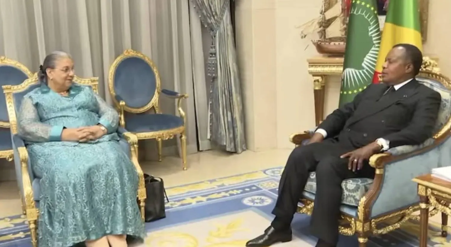 رئيس الكونغو دينيس ساسو نغيسو يلتقي المبعوثة الأممية (البعثة الأممية) 