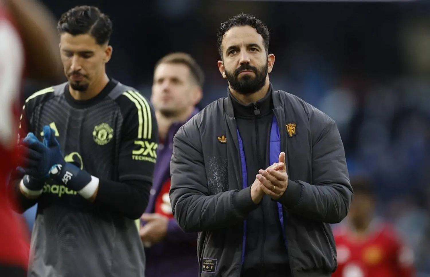 Football - Premier League - Manchester City v Manchester United - Etihad Stadium, Manchester, Britain - September 14, 2025 Manchester United manager Ruben Amorim looks dejected after the match. (Action Images via Reuters)