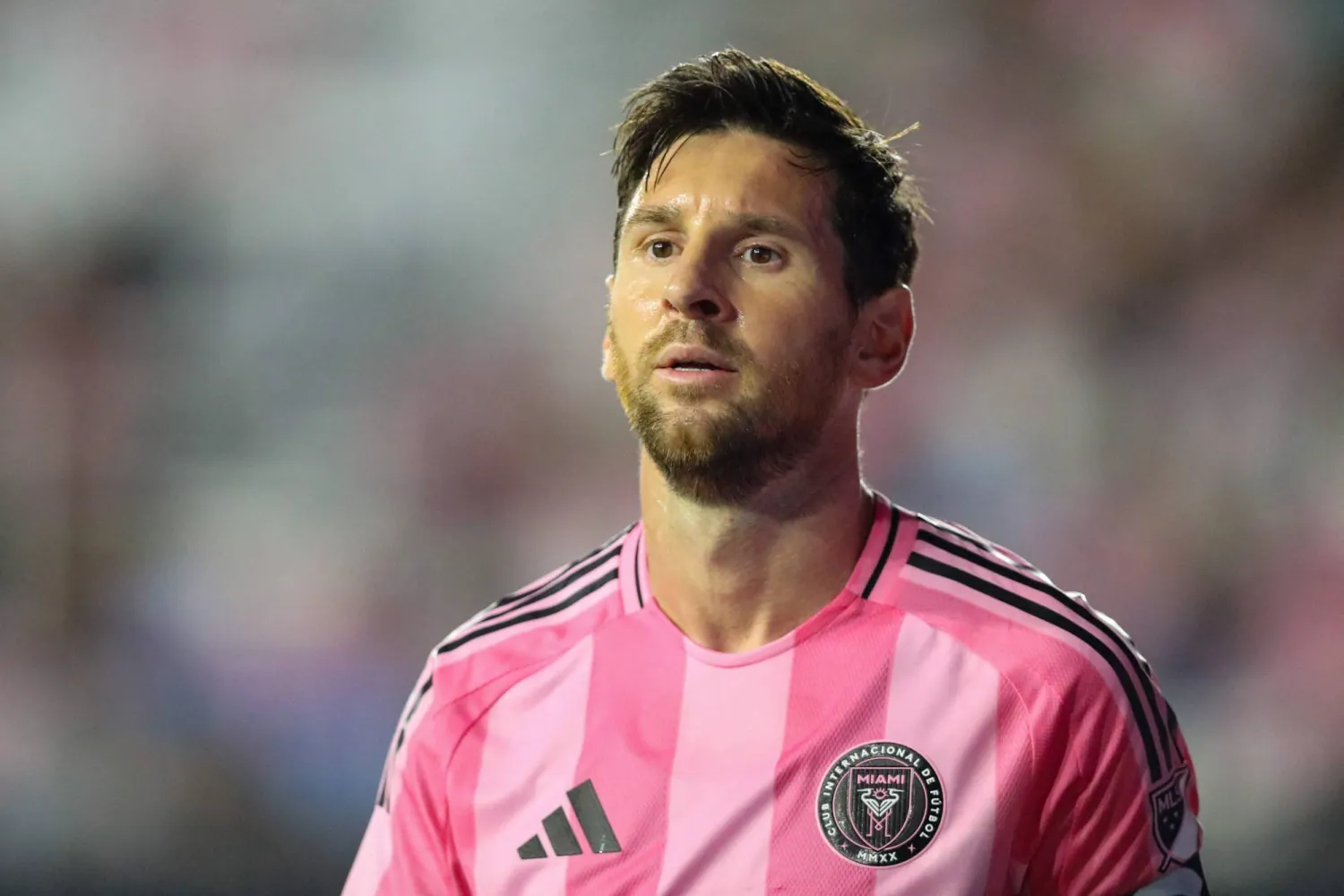 Inter Miami's Argentine forward #10 Lionel Messi looks on during the Major League Soccer (MLS) non-conference regular season soccer match between Inter Miami CF and Seattle Sounders FC at Chase Stadium in Fort Lauderdale, Florida on September 16, 2025. (AFP)