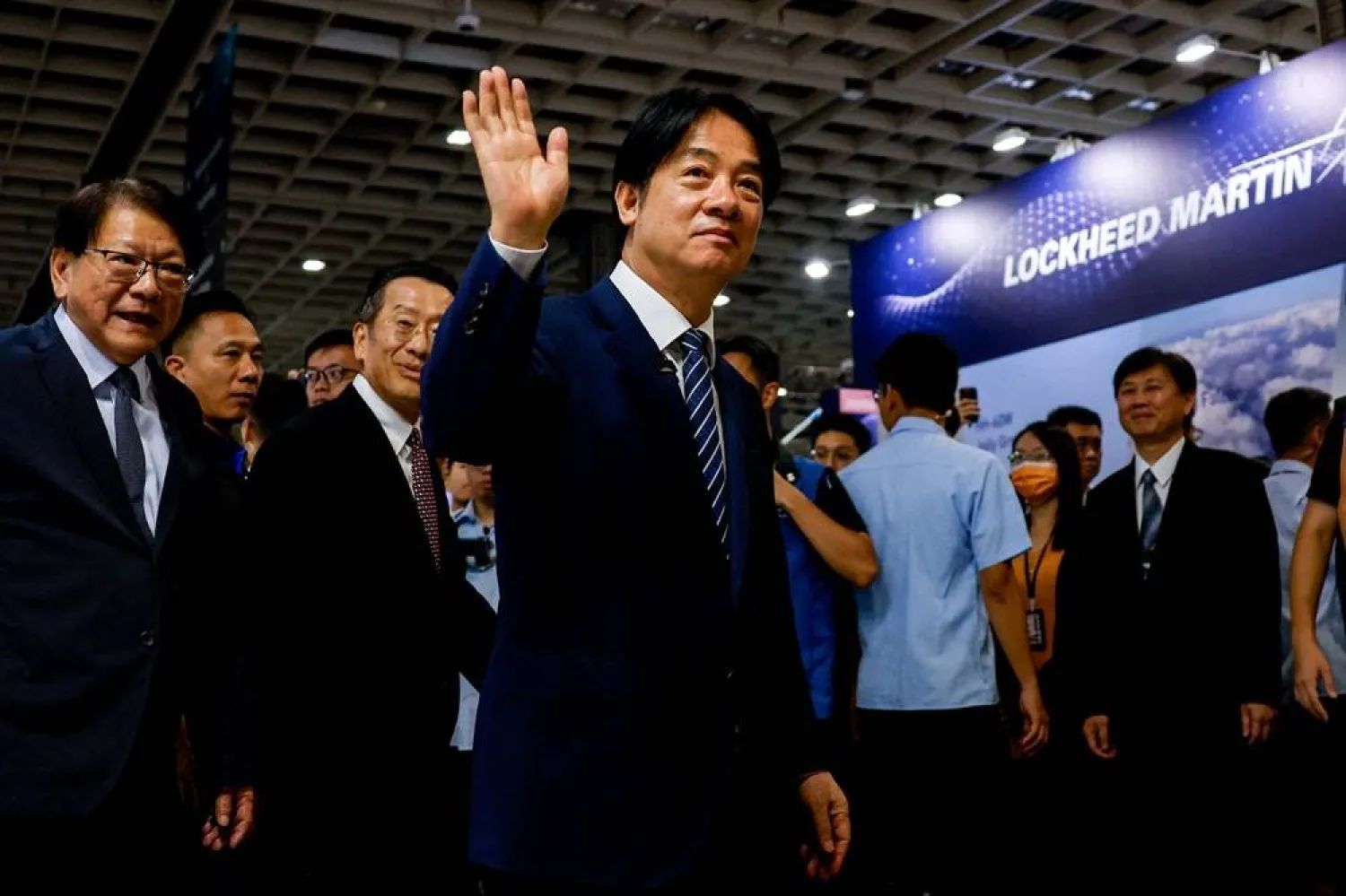Taiwan's President Lai Ching-te waves as he visits the Taipei Aerospace and Defense Technology Exhibition in Taipei, Taiwan, September 19, 2025. (Reuters)