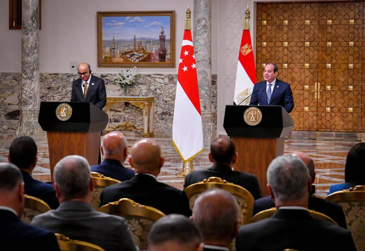 الرئيس المصري أكد وجود آفاق واسعة لتطوير التعاون الاقتصادي والاستثماري مع سنغافورة (الرئاسة المصرية)