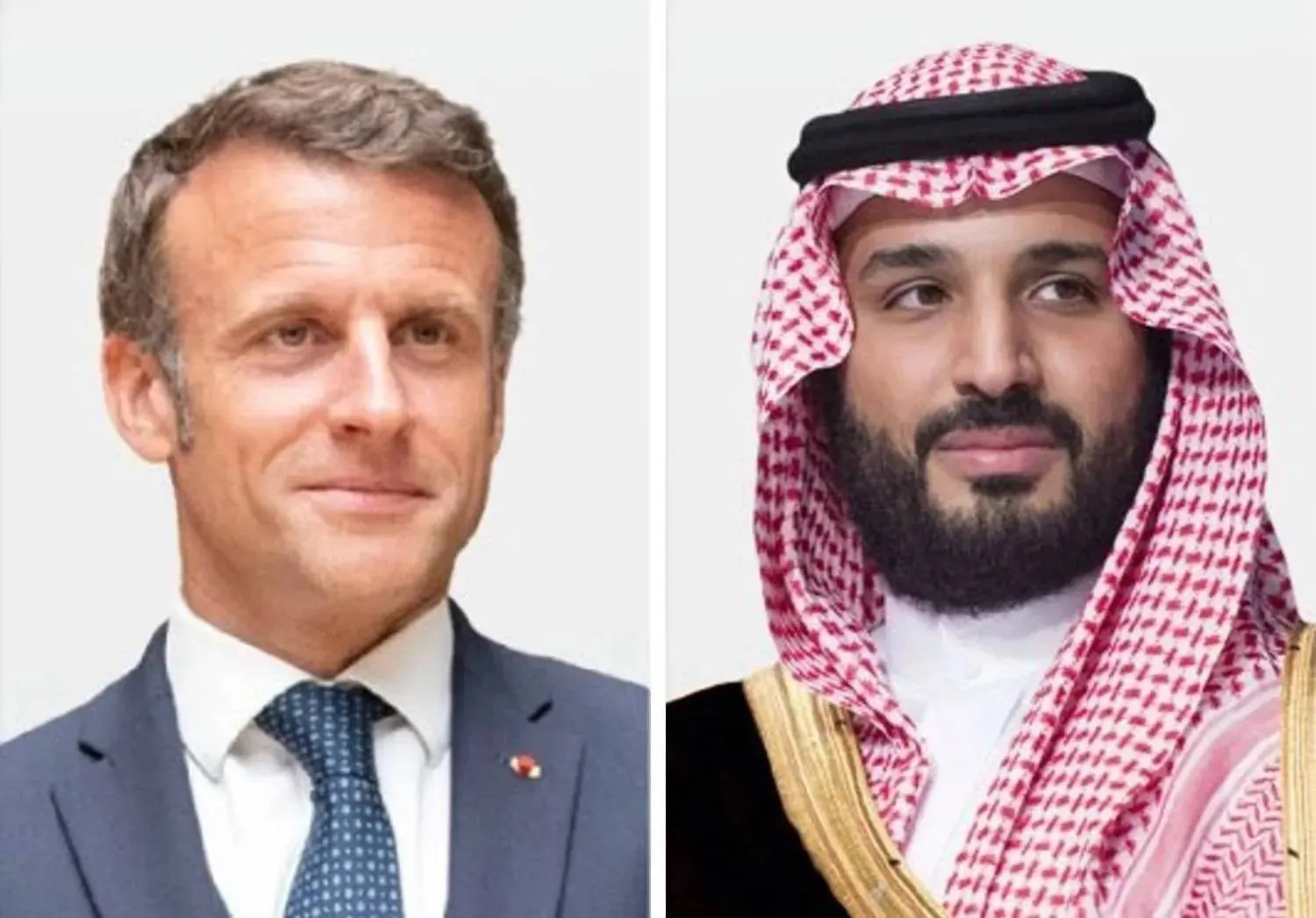 Prince Mohammed bin Salman bin Abdulaziz Al Saud, Saudi Crown Prince and Prime Minister, and French President Emmanuel Macron. (Asharq Al-Awsat)