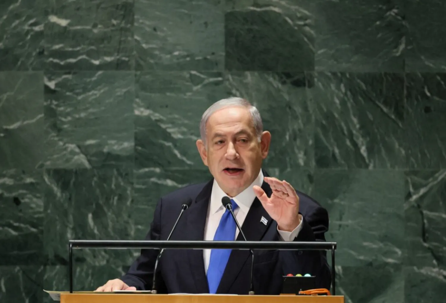Israeli Prime Minister Benjamin Netanyahu addresses the 78th Session of the UN General Assembly in New York City, US, September 22, 2023. REUTERS/Brendan McDermid