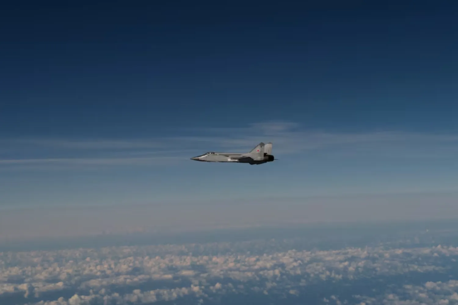 A still photo published by Swedish armed forces that it says shows a Russian mig-31 fighter jet that took part in the violation of Estonian airspace. - File Photo/Reuters