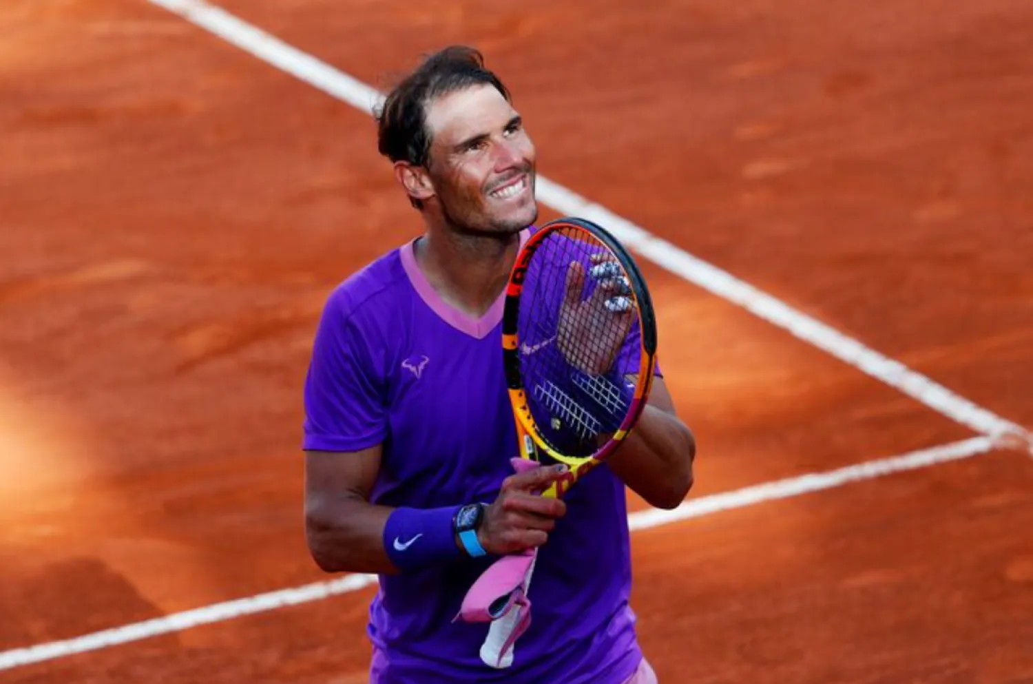 Tennis - ATP Masters 1000 - Italian Open - Foro Italico, Rome, Italy - May 13, 2021 Spain's Rafael Nadal celebrates winning his third round match against Canada's Denis Shapovalov REUTERS/Guglielmo Mangiapane 