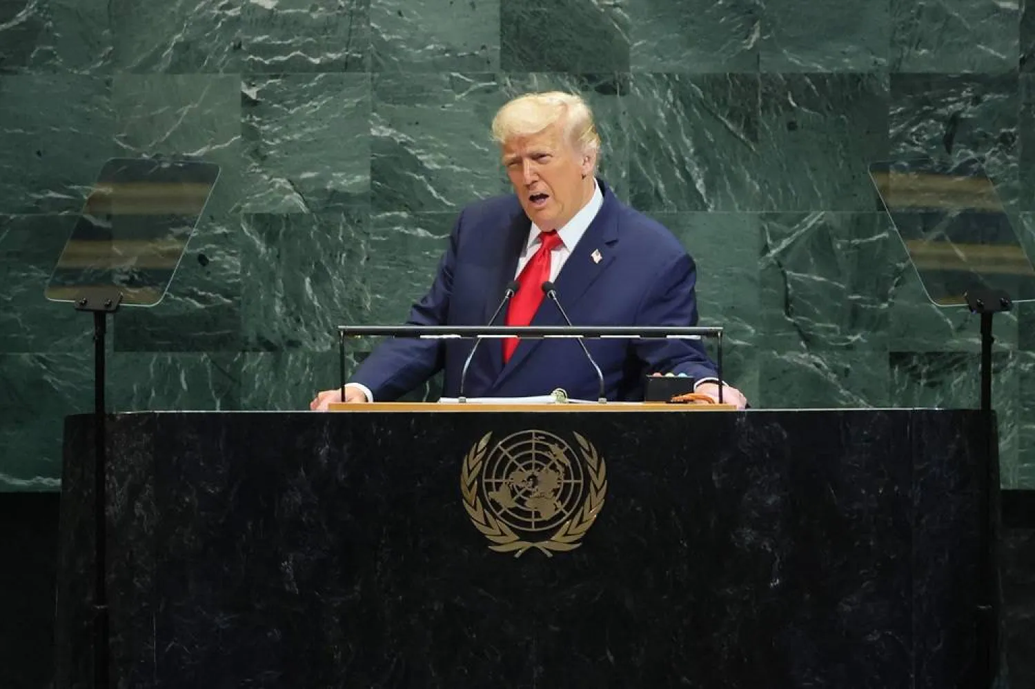 US President Donald Trump speaks during the United Nations General Assembly (UNGA) at the United Nations headquarters on September 23, 2025 in New York City. (Getty Images/AFP) 