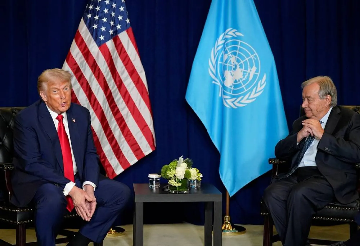  US President Donald Trump meets with United Nations Secretary-General Antonio Guterres during the 80th United Nations General Assembly, in New York City, New York, US, September 23, 2025. (Reuters)