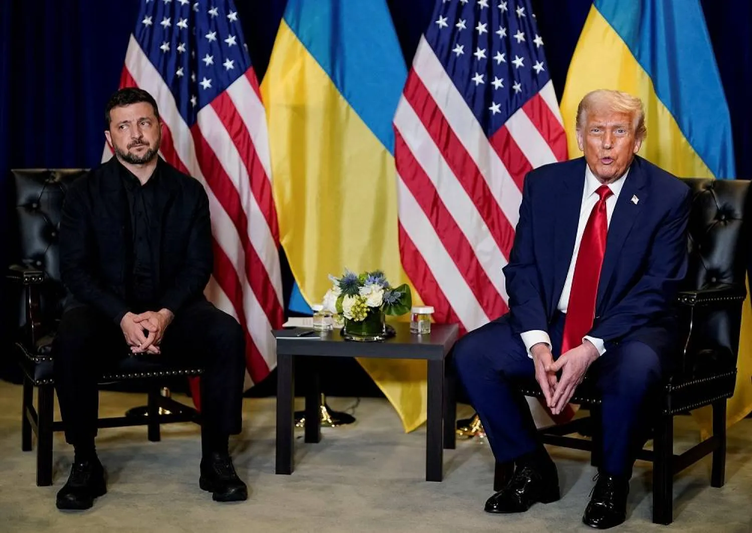 US President Donald Trump meets with Ukrainian President Volodymyr Zelenskiy during the 80th United Nations General Assembly, in New York City, New York, US, September 23, 2025. (Reuters) 
