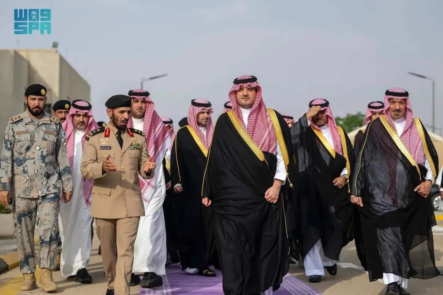 Saudi Minister of Interior Prince Abdulaziz bin Saud bin Naif bin Abdulaziz and other officials during the visit on Tuesday. (SPA)