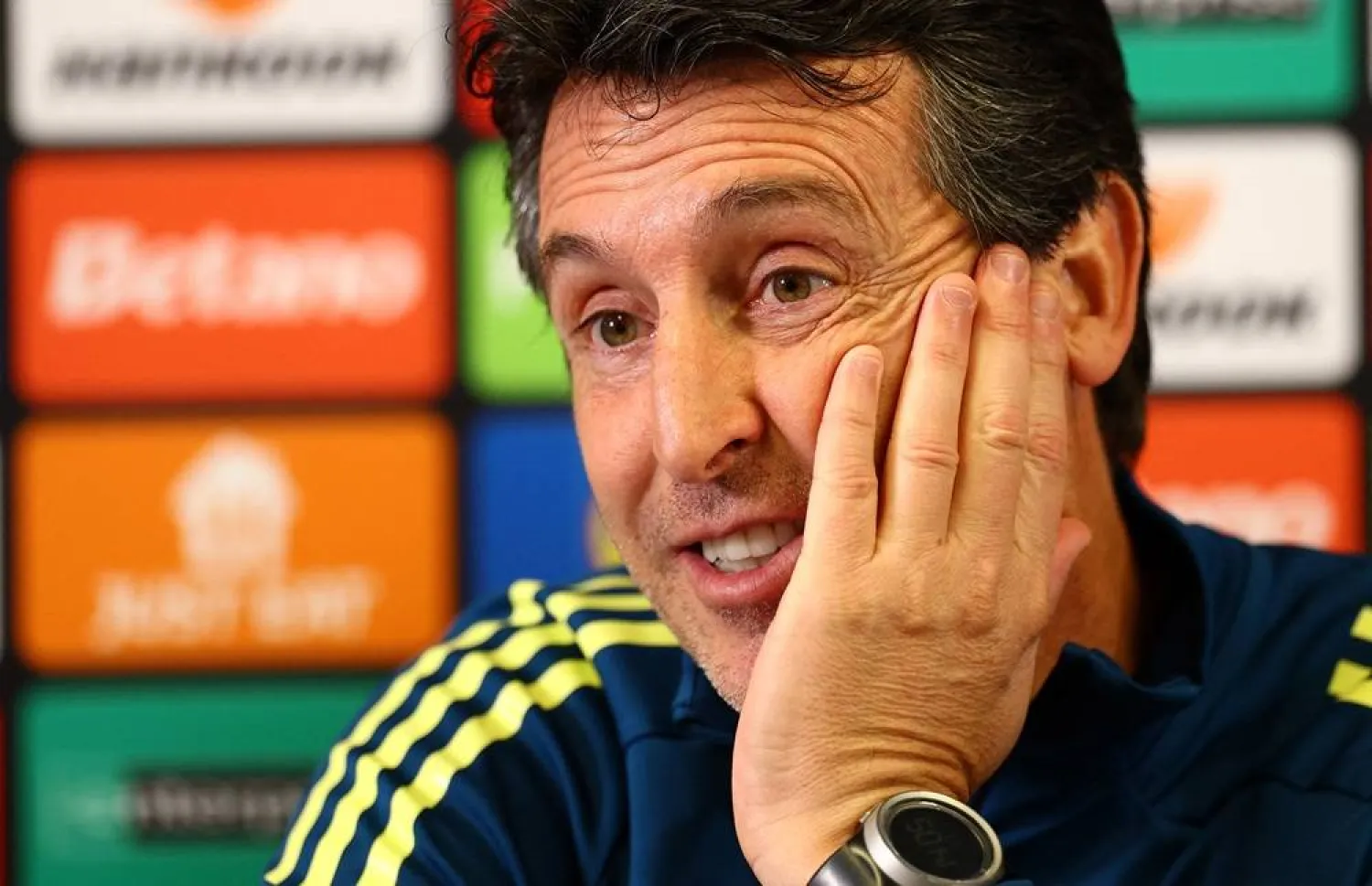 Football - UEFA Europa League - Aston Villa Press Conference - Bodymoor Heath Training Ground, Bodymoor Heath, Britain - September 24, 2025 Aston Villa manager Unai Emery during the press conference. (Action Images via Reuters)