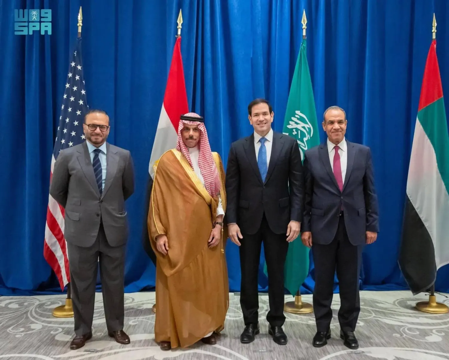 Saudi Minister of Foreign Affairs Prince Faisal bin Farhan bin Abdullah participated in a quadrilateral meeting on Sudan. (SPA)