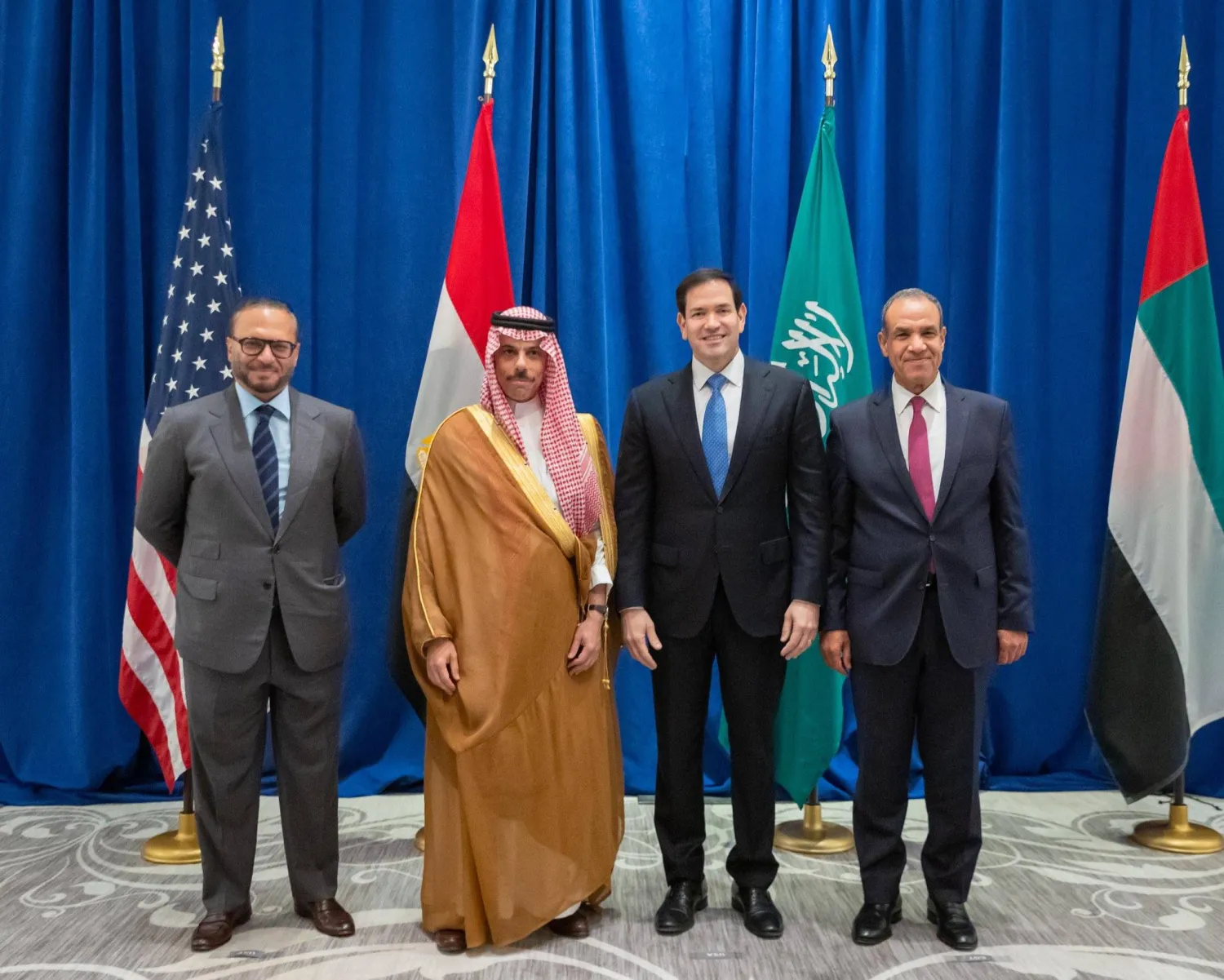 المشاركون في الاجتماع الرباعي بشأن السودان على هامش أعمال الجمعية العامة للأمم المتحدة الأربعاء (الخارجية السعودية)