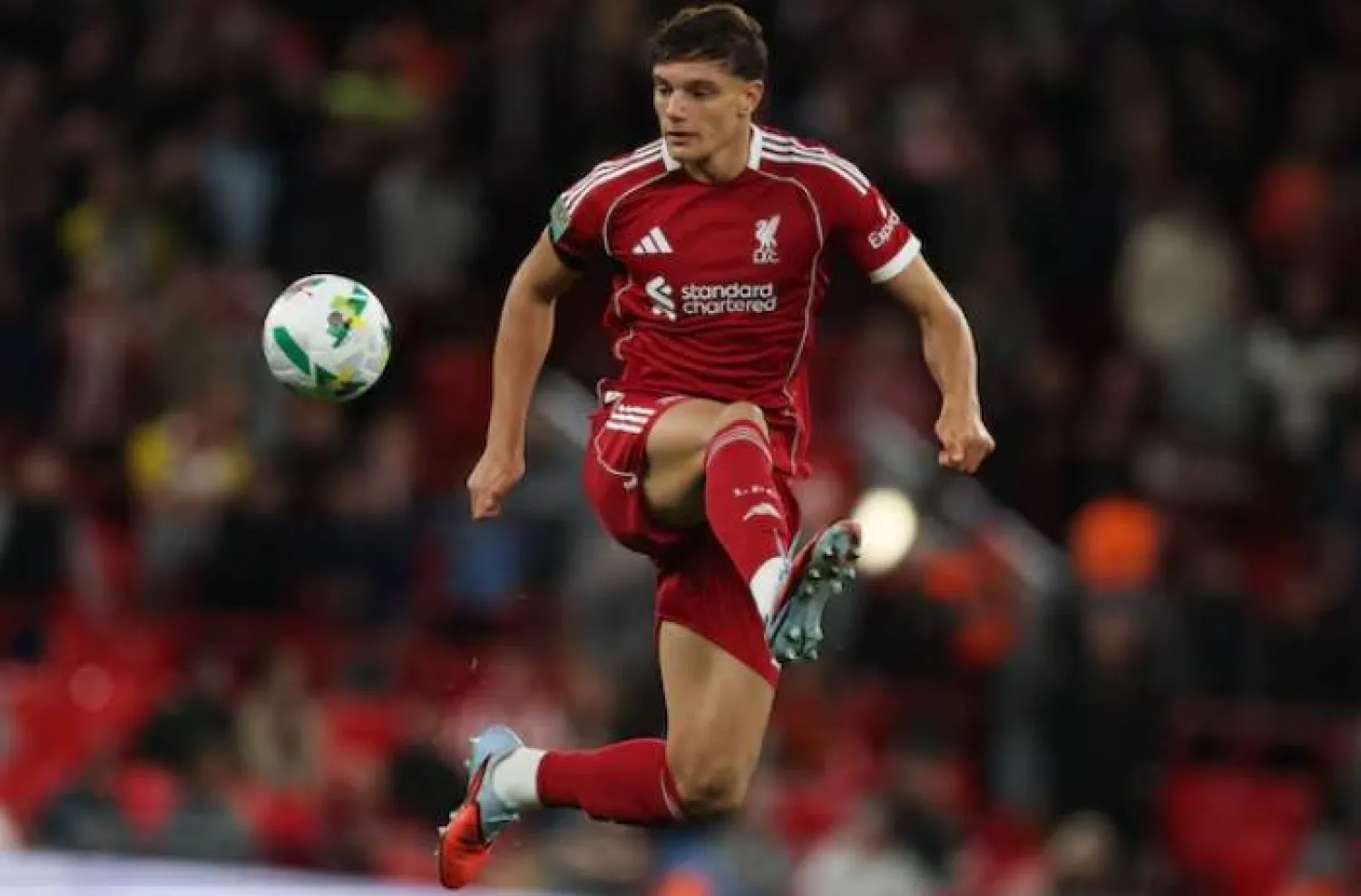Soccer Football - Carabao Cup - Third Round - Liverpool v Southampton - Anfield, Liverpool, Britain - September 23, 2025 Liverpool's Giovanni Leoni in action REUTERS/Phil Noble Purchase Licensing Rights