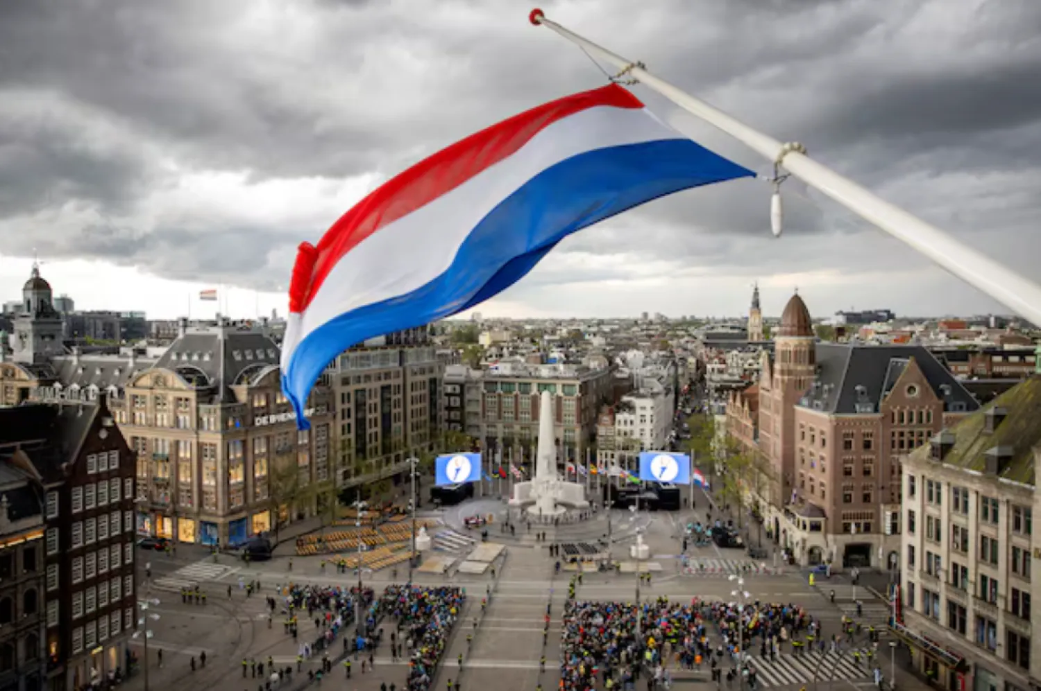 People gather as The Netherlands holds its annual World War II remembrance ceremony in Amsterdam, Netherlands, May 4 2024. REMKO DE WAAL/Pool via REUTERS/File photo 