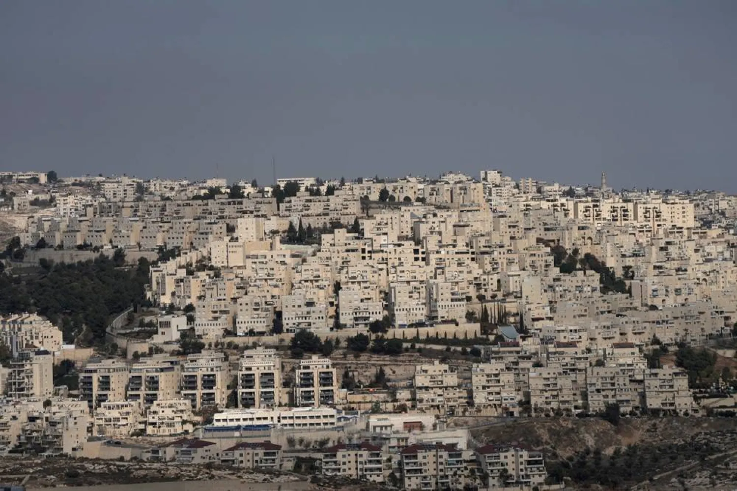 The Israeli settlement of Har Homa, seen from the West Bank city of Bethlehem, Tuesday, Dec. 17, 2024. (AP)