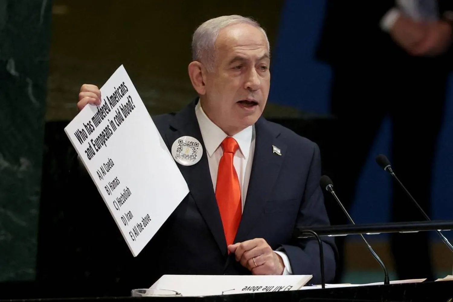  Israeli Prime Minister Benjamin Netanyahu addresses the 80th United Nations General Assembly (UNGA) at UN headquarters in New York City, US, September 26, 2025. (Reuters)