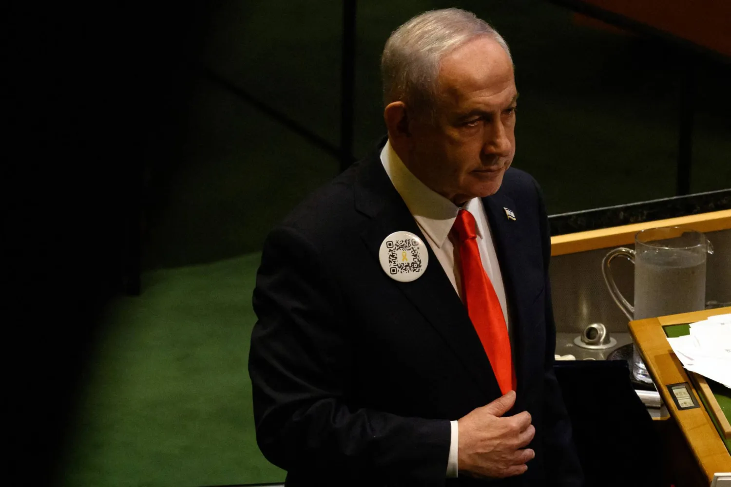 رئيس الوزراء الإسرائيلي بنيامين نتنياهو خلال مشاركته في الجمعية العامة للأمم المتحدة (أ.ف.ب)