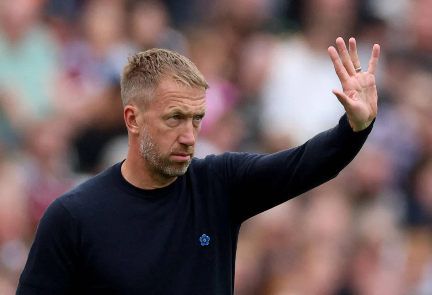 FILE PHOTO: Soccer Football - Premier League - West Ham United v Crystal Palace - London Stadium, London, Britain - September 20, 2025 West Ham United manager Graham Potter reacts Action Images via Reuters/John Sibley/File Photo