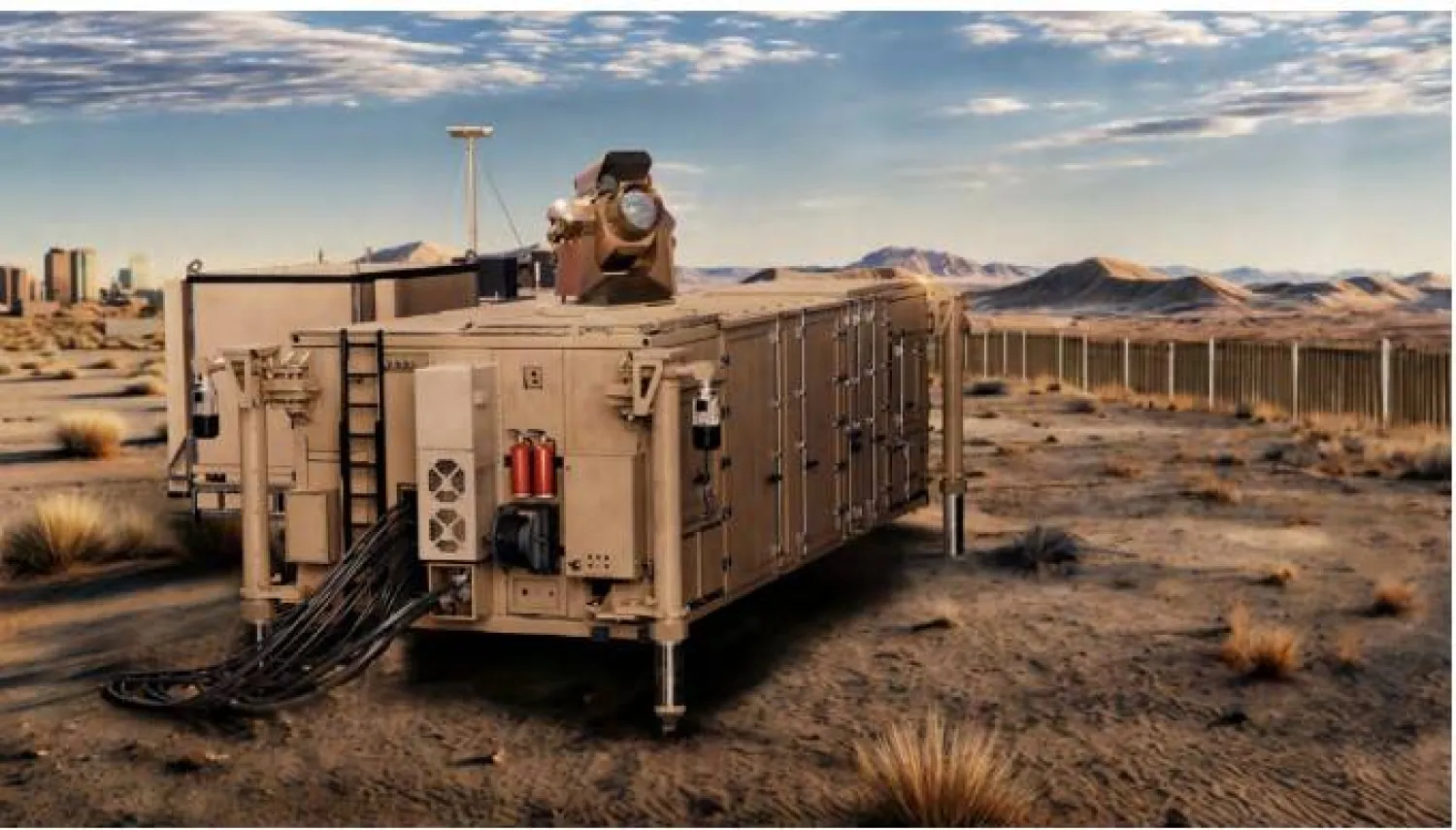 صورة وزعتها شركة «رافائيل» لأسلحة الليزر في نظام «آيرون بيم» الإسرائيلي (الشرق الأوسط)