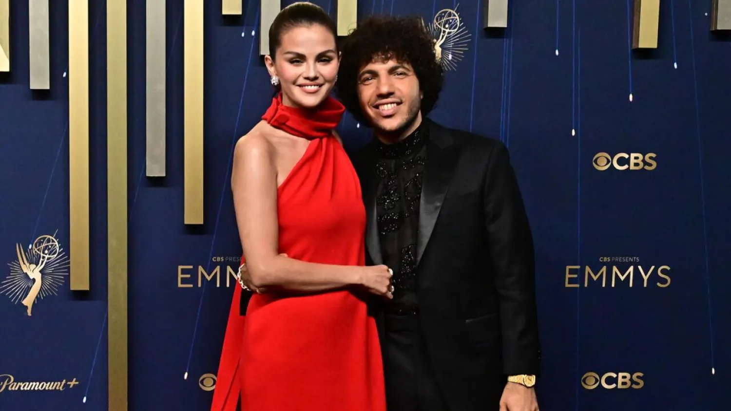 US actress Selena Gomez (L) and her fiance producer Benny Blanco, seen here on the Emmy Awards red carpet, got engaged in December 2024. Frederic J. Brown / AFP
