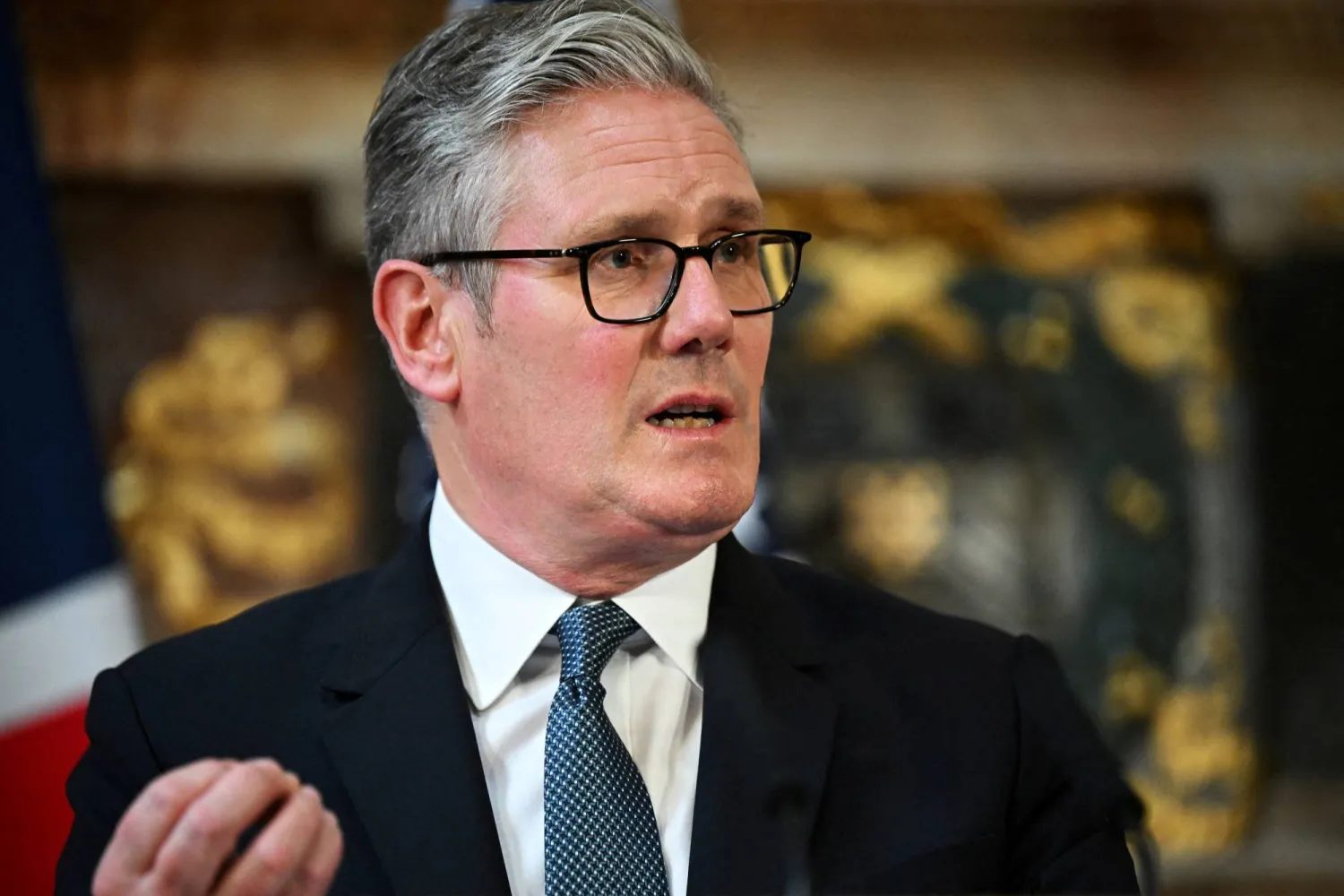FILE PHOTO: UK Prime Minister Keir Starmer talks at a press conference at Chequers at the conclusion of a state visit by US President Donald Trump, on September 18, 2025 in Aylesbury, England.  Leon Neal/Pool via REUTERS/File Photo