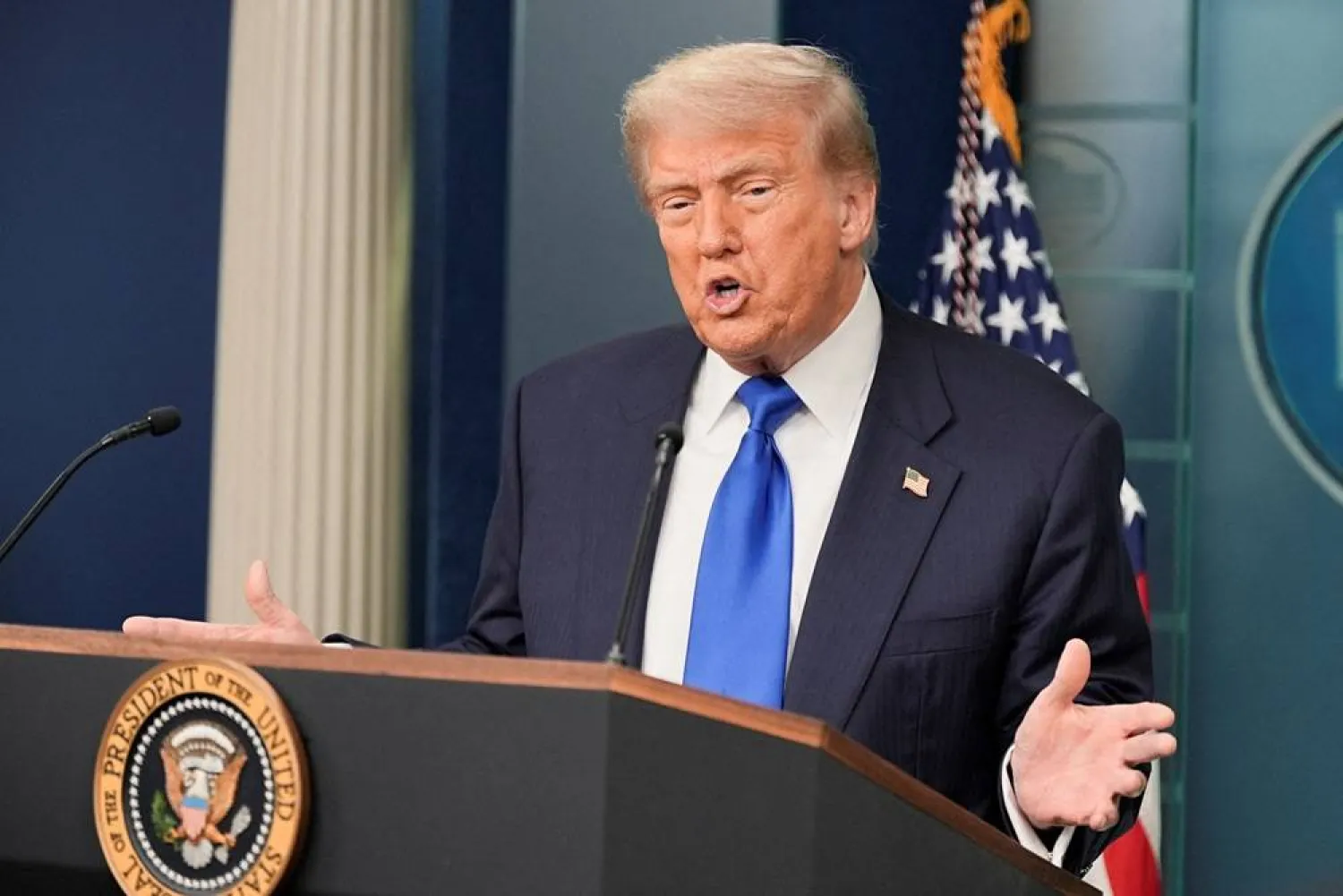 US President Donald Trump speaks to the media, after the US Supreme Court dealt a blow to the power of federal judges by restricting their ability to grant broad legal relief in cases as the justices acted in a legal fight over President Donald Trump's bid to limit birthright citizenship, in the Press Briefing Room at the White House in Washington DC, June 27, 2025. (Reuters) 