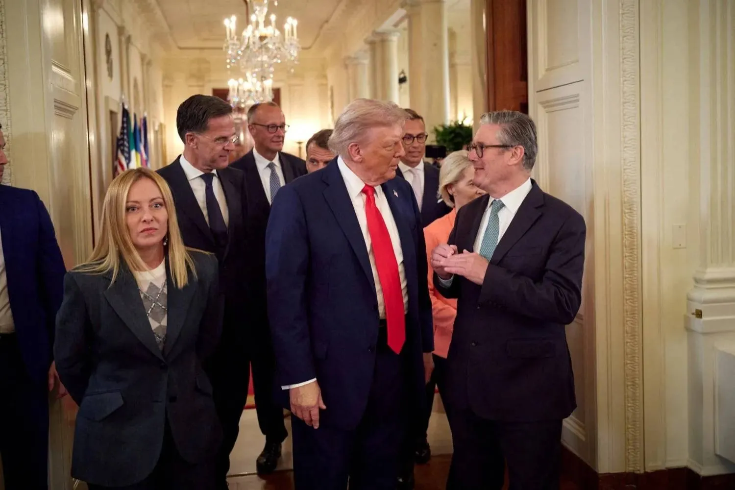 Trump and European leaders ahead of their talks on the war in Ukraine at the White House on August 18. (Reuters) 
