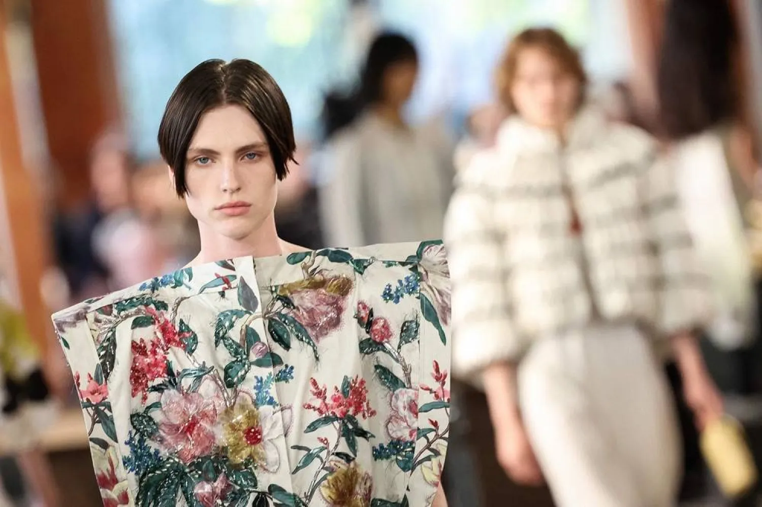 A model presents a creation by Louis Vuitton for the Women Ready-to-wear Spring-Summer 2026 collection as part of the Paris Fashion Week, in Paris on September 30, 2025. (AFP)