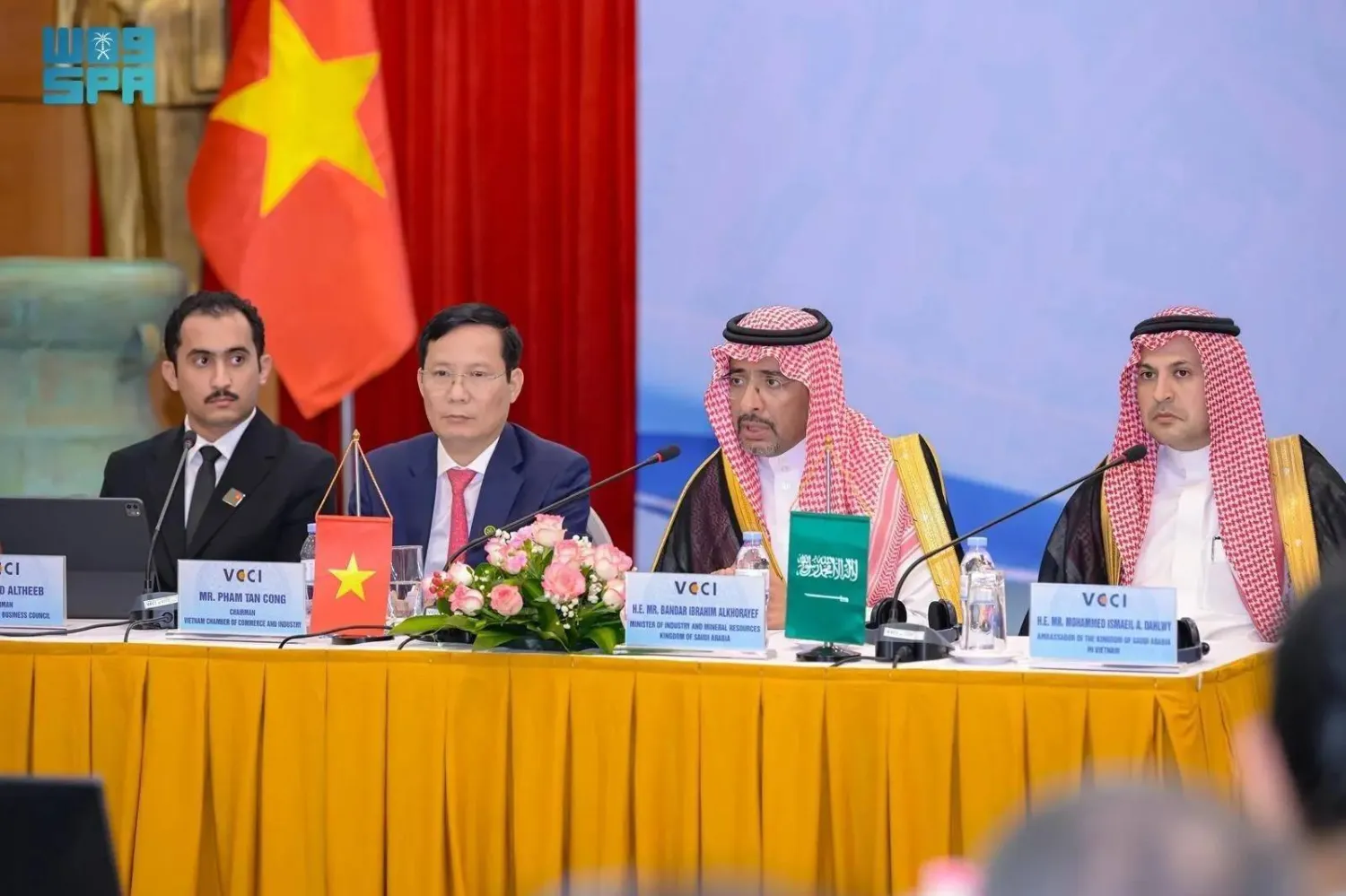 Saudi Minister of Industry and Mineral Resources Bandar bin Ibrahim Alkhorayef at the Saudi-Vietnamese Business Forum held in Hanoi. (SPA)