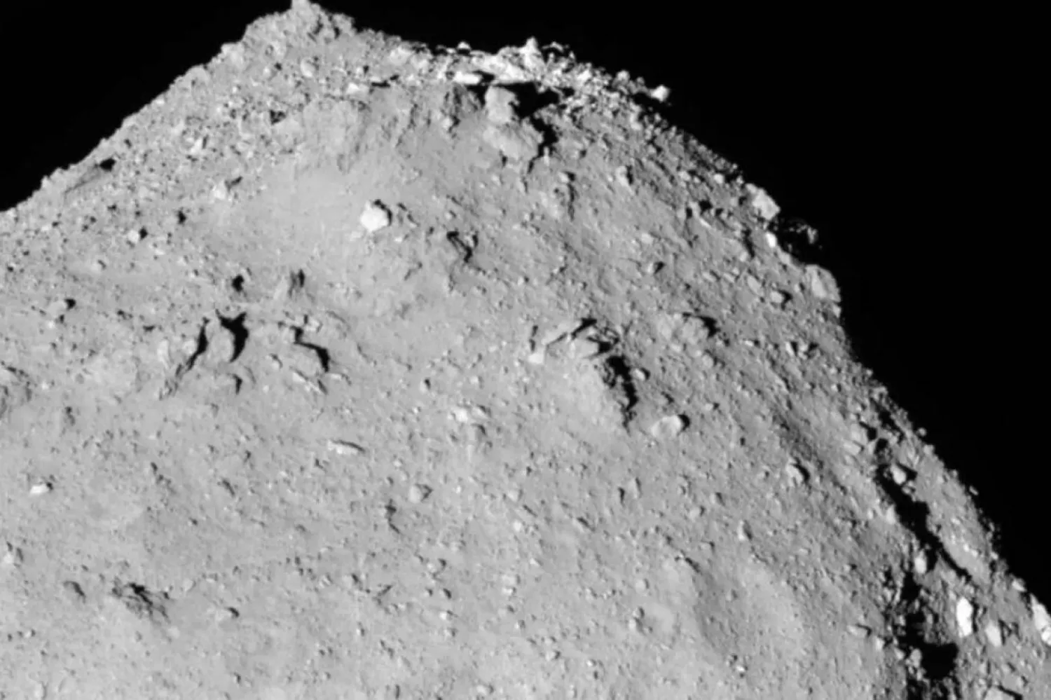 Yaklaşık 900 metre çapa sahip Ryugu, Dünya'ya yakın nesne ve tehlikeli olabilecek cisim sınıfında yer alıyor (JAXA)