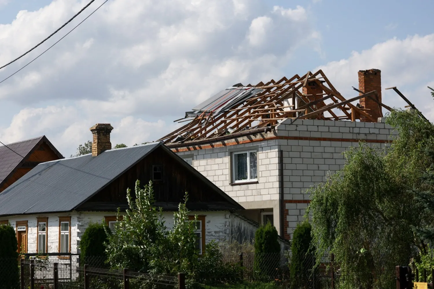 A destroyed roof of a house, after Russian drones violated Polish airspace during an attack on Ukraine, with some being shot down by Poland with the backing from its NATO allies, in Wyryki, Lublin Voivodeship, Poland, September 10, 2025. (Reuters) 