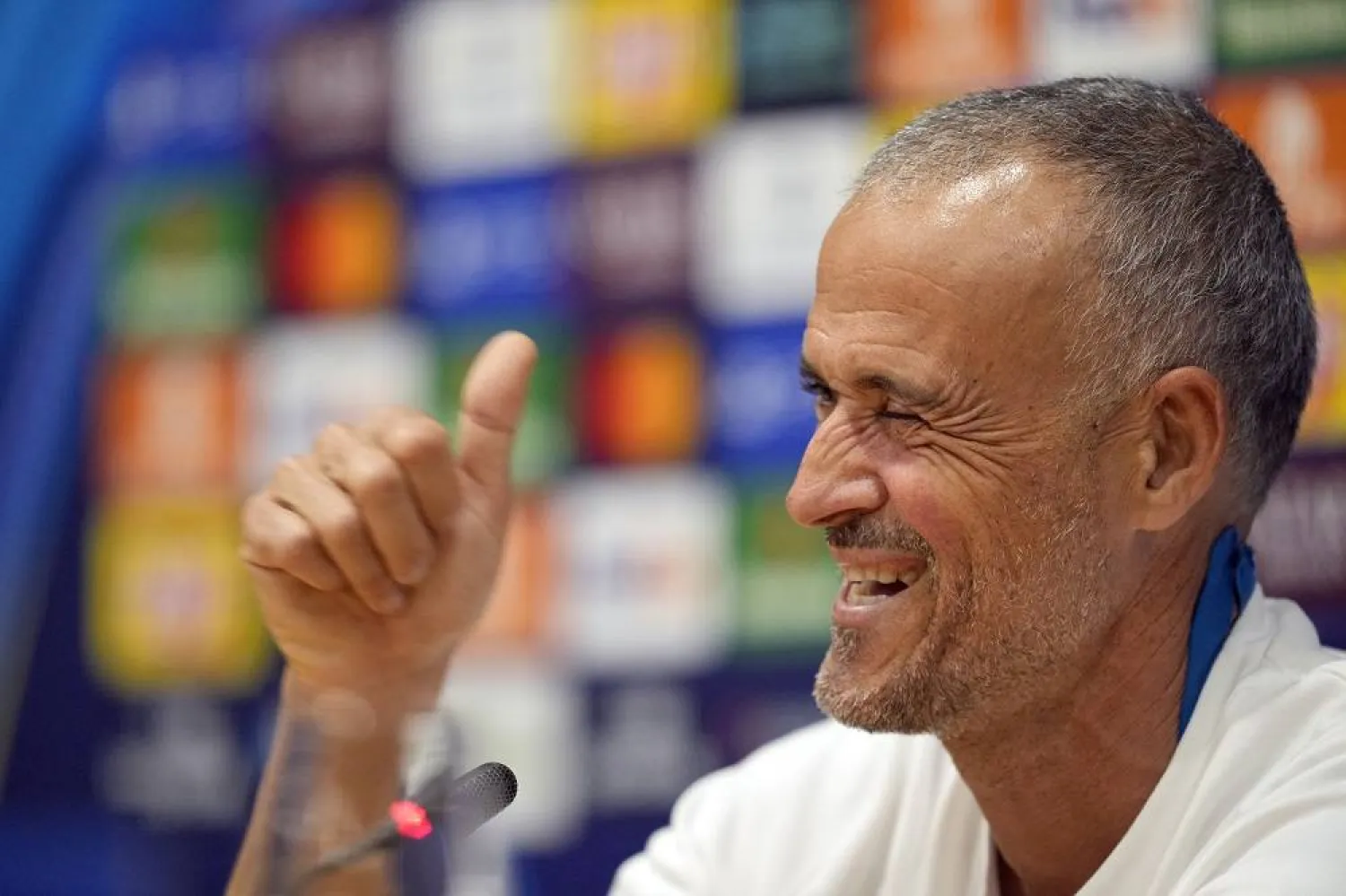 PSG's head coach Luis Enrique attends a press conference, in Barcelona, Spain, 30 September 2025. (EPA)