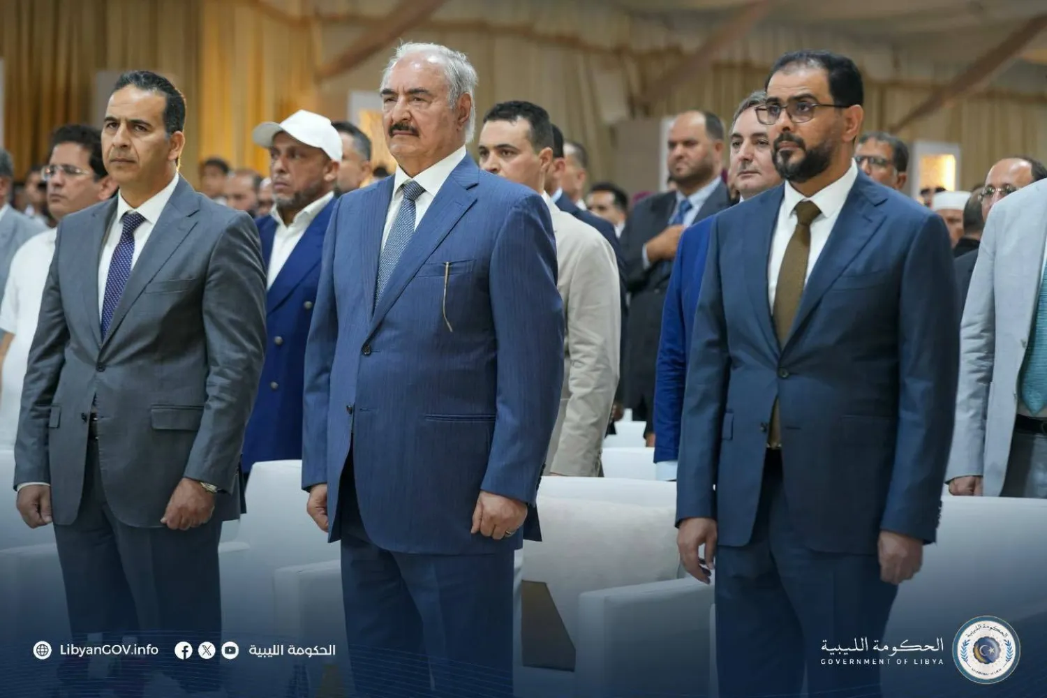 حفتر وحماد خلال افتتاح مشاريع تنموية في أجدابيا (حكومة الاستقرار)