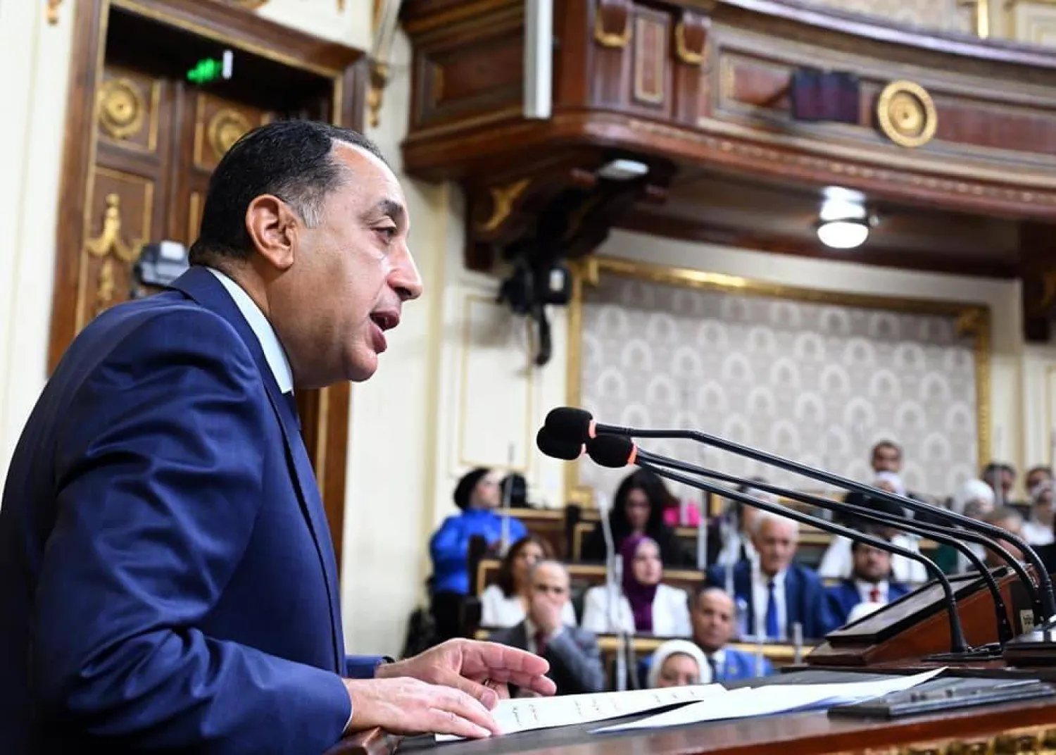 رئيس الحكومة المصرية مصطفى مدبولي يتحدث أمام مجلس النواب (مجلس الوزراء)