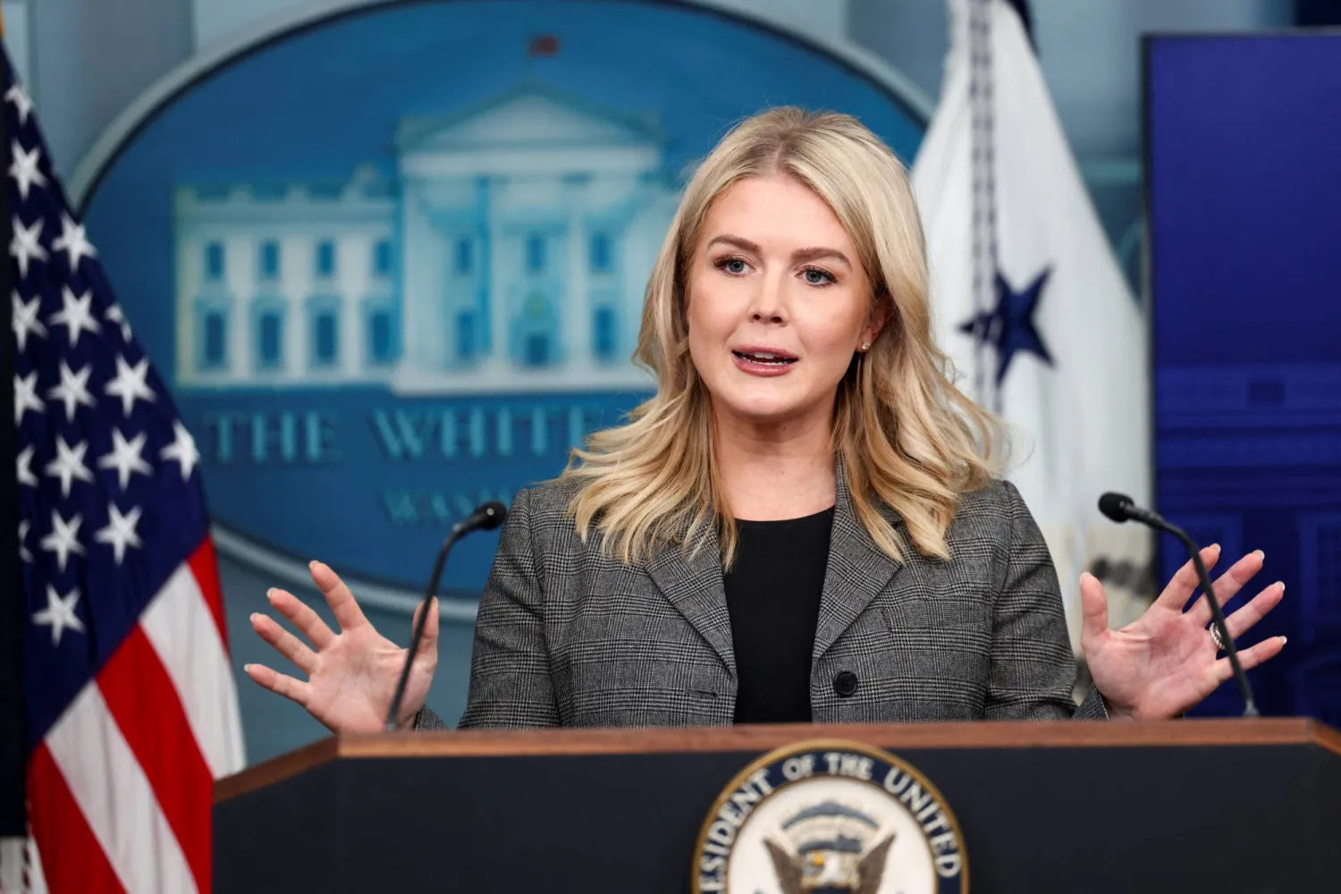 المتحدثة باسم البيت الأبيض كارولاين ليفت (رويترز)